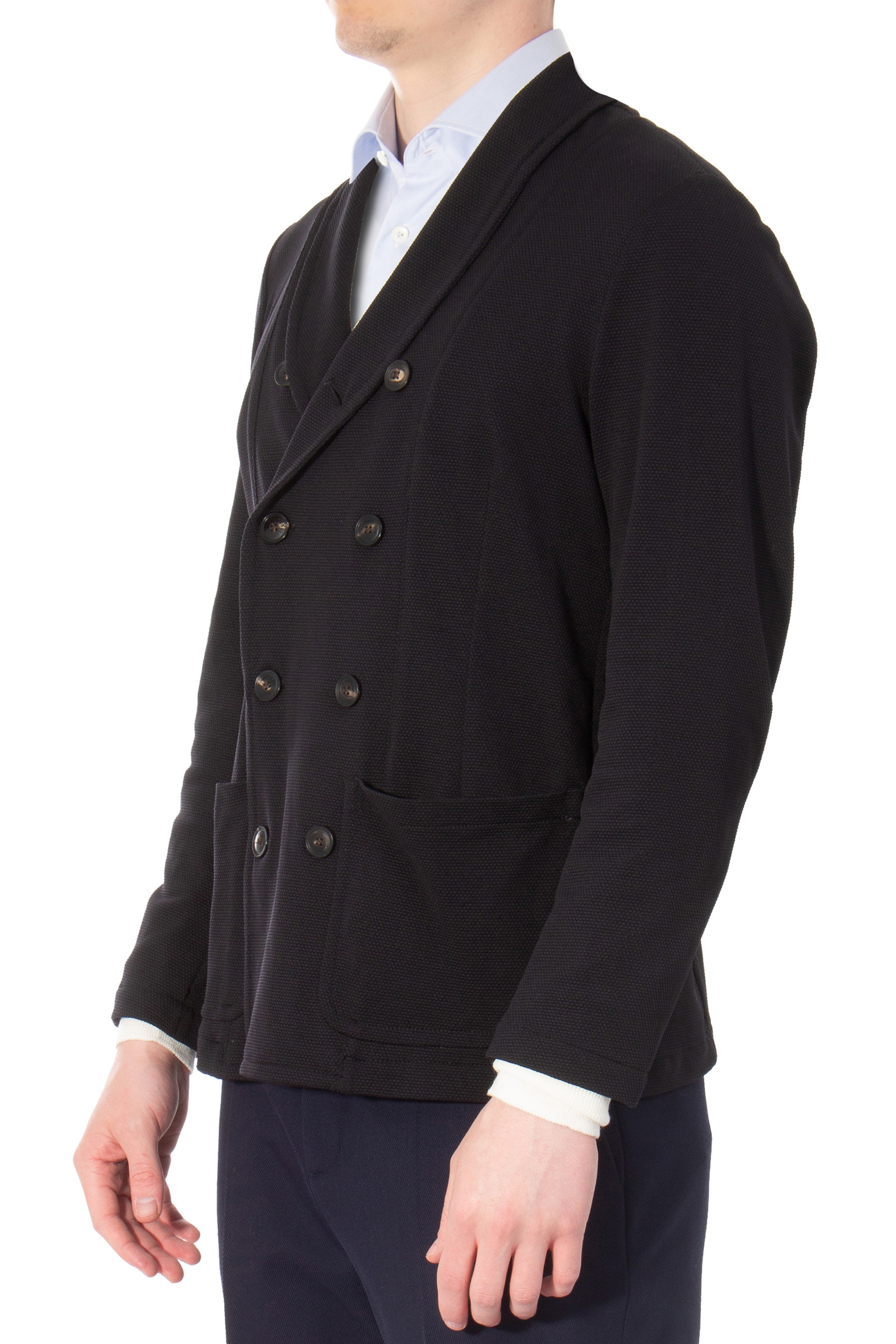 EMPORIO ARMANI Double-Breasted Blazer In 3D Stretch Technical Jersey