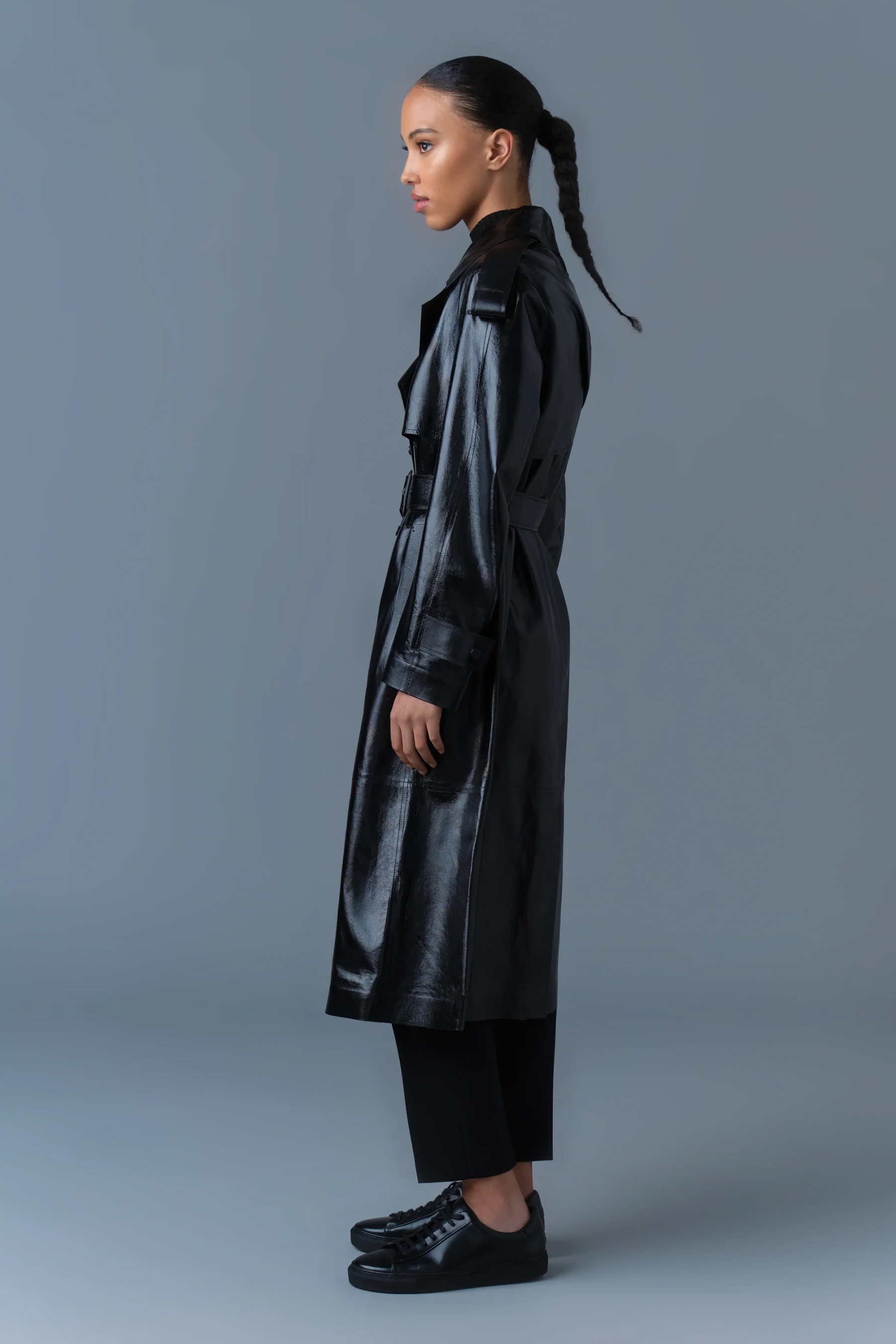 MACKAGE Lambskin Leather Trench Coat Carmela