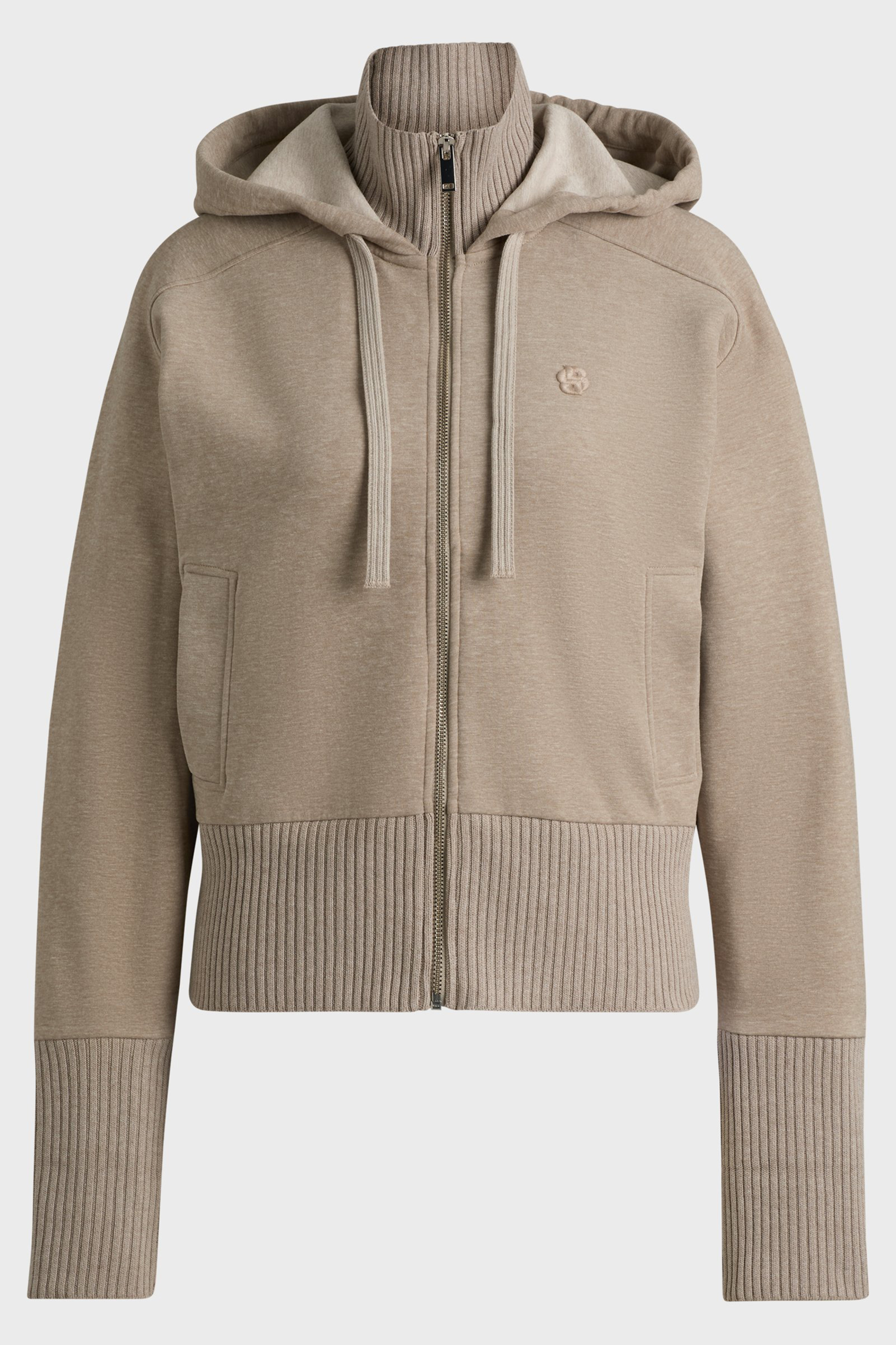 BOSS Relaxed Fit Cotton Blend Jersey Full Zip Hoodie Eburra