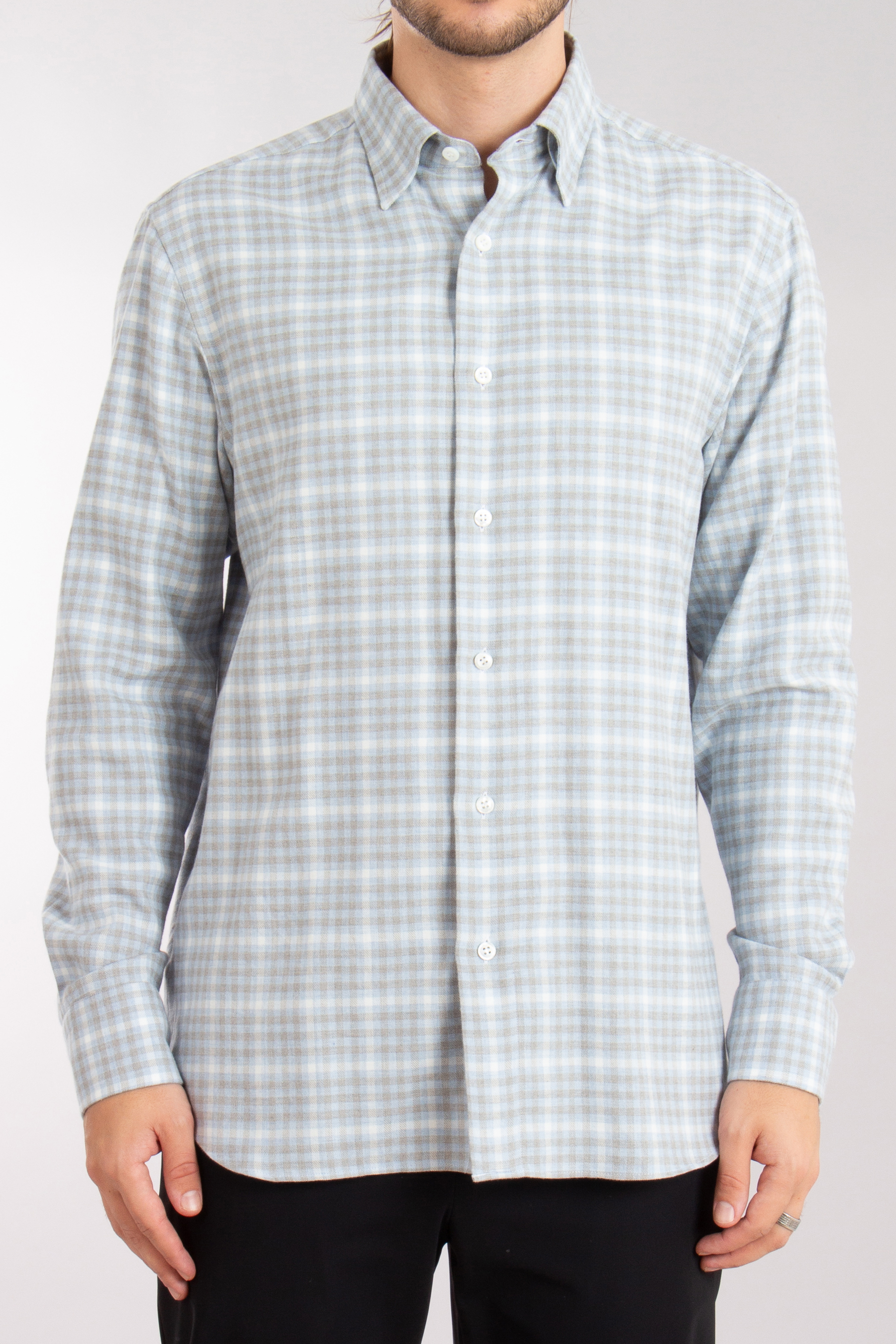 BRIONI Checked Cotton Flannel Shirt