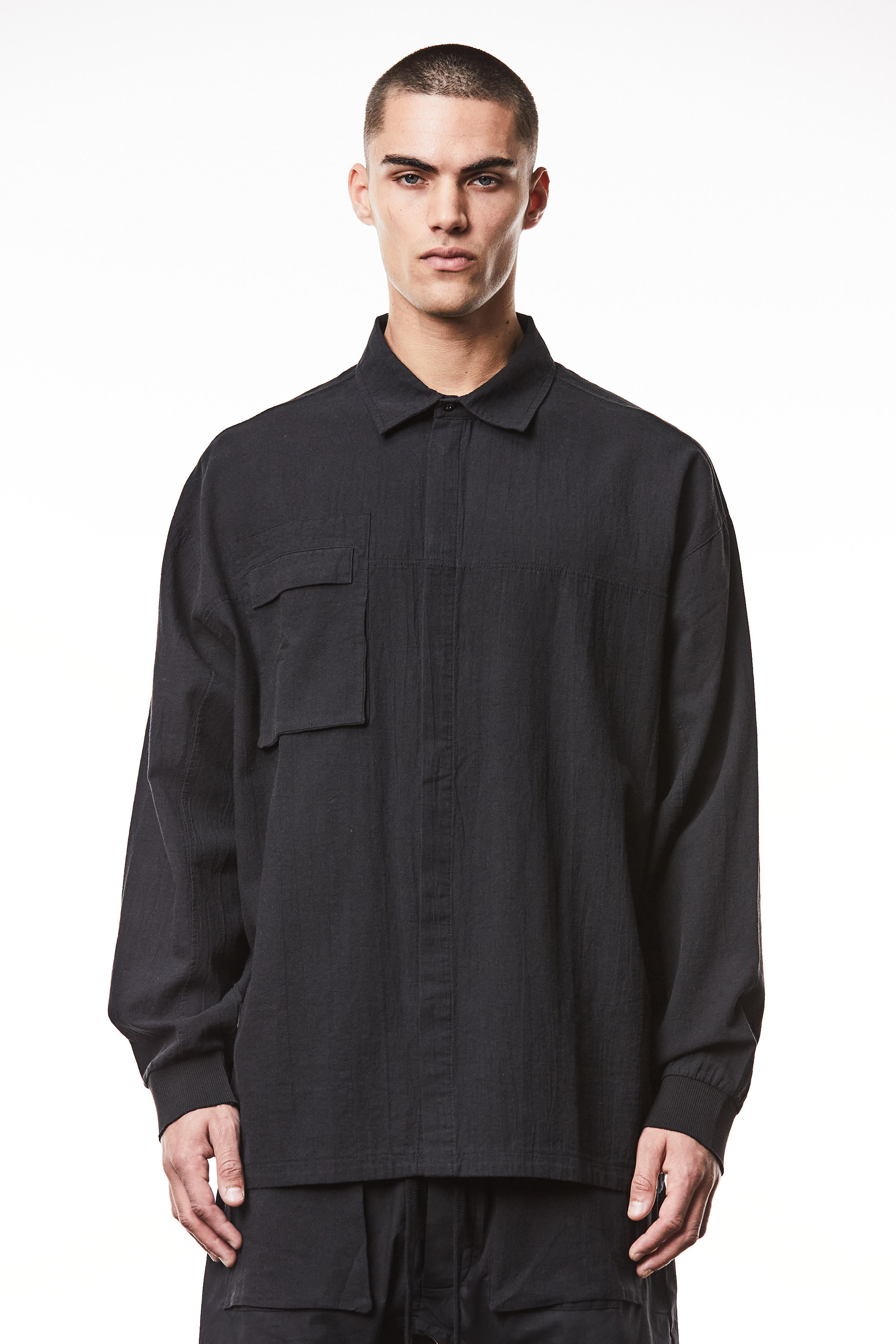 THOM KROM Oversized Fit Washed Linen-Cotton Blend Shirt