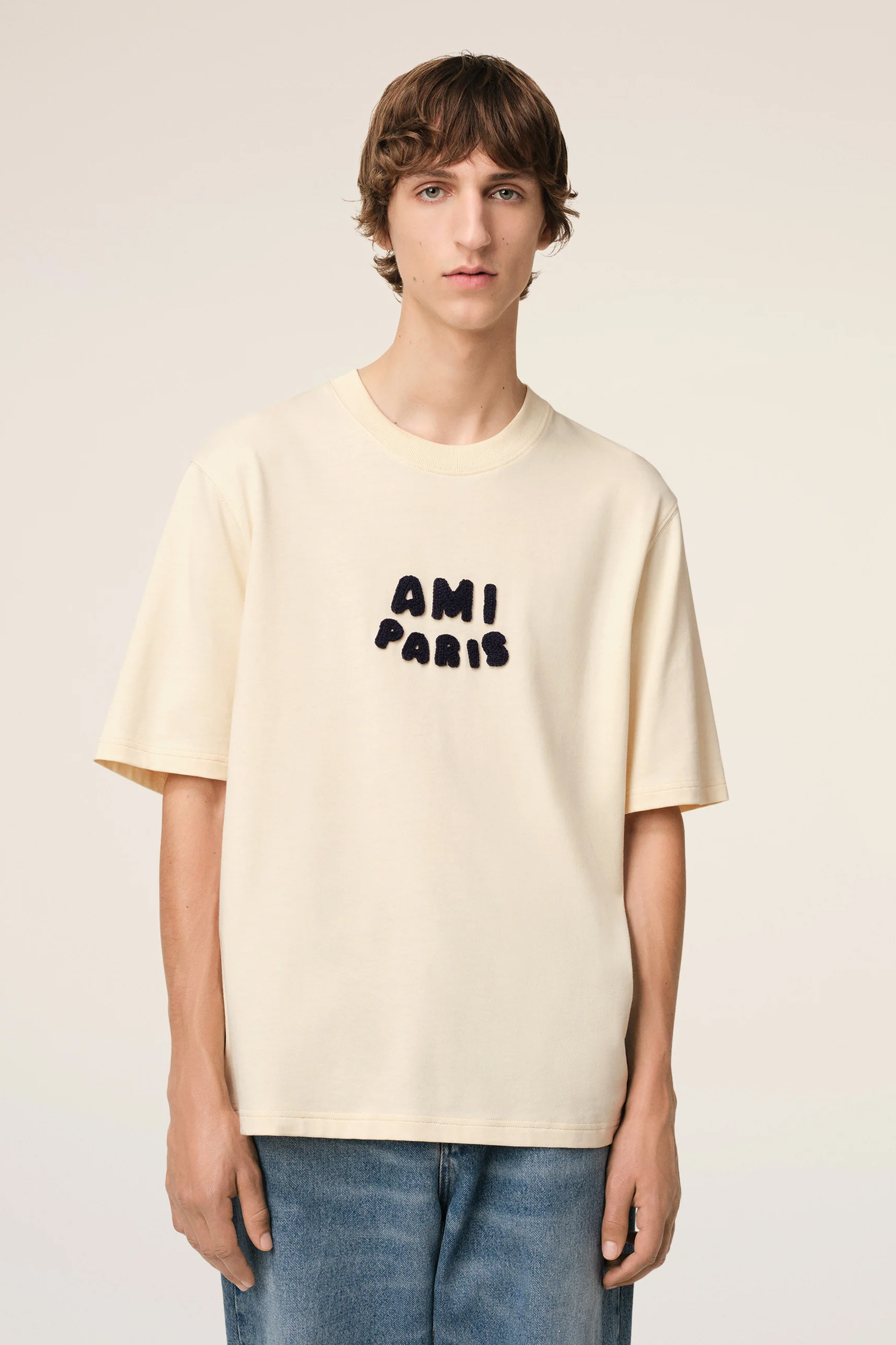 AMI PARIS Boxy Fit Organic Cotton Jersey T-Shirt