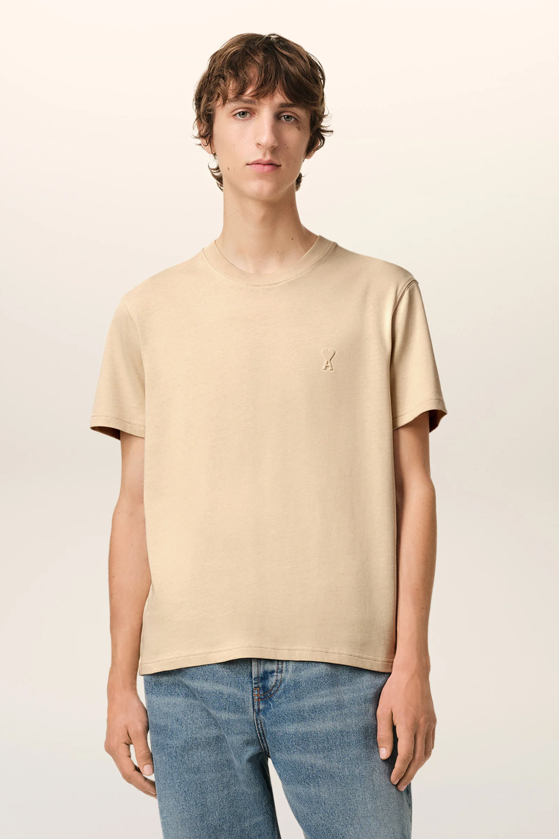 AMI PARIS Embossed Organic Cotton Jersey T-Shirt