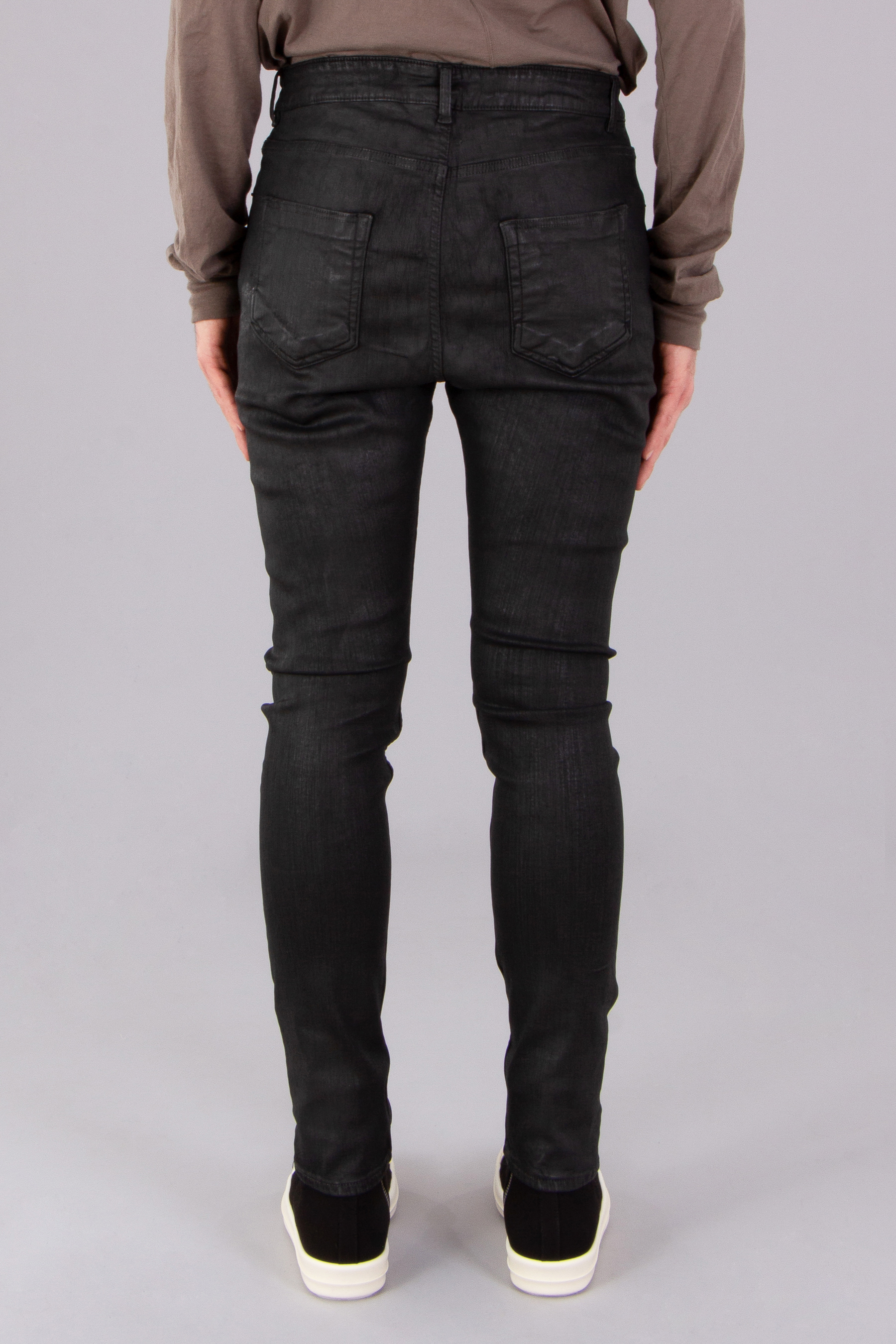 RICK OWENS DRKSHDW Detroit Cut Wax Stretch Cotton Denim Jeans