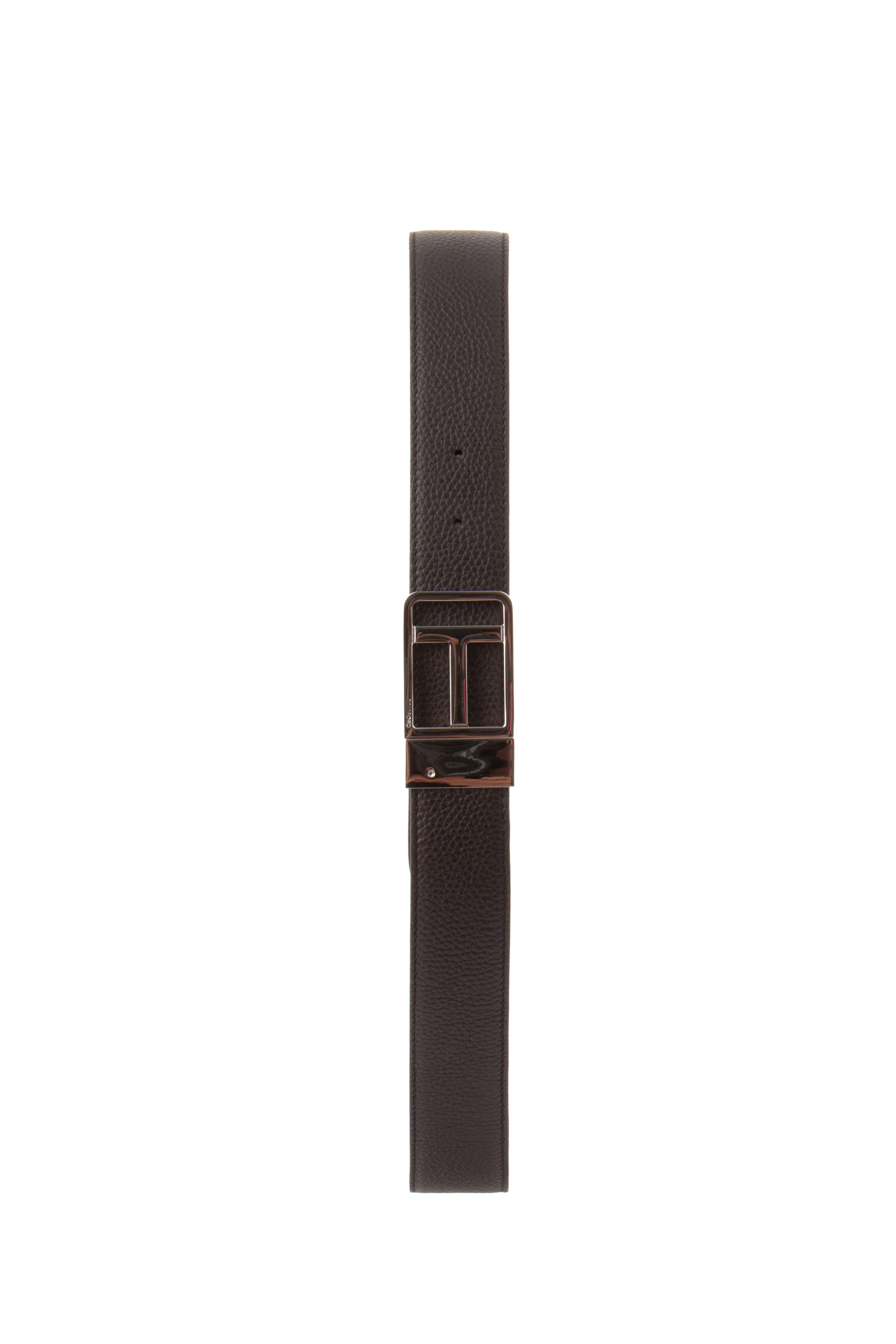 TOM FORD Reversible Grained Leather Framed Logo Belt