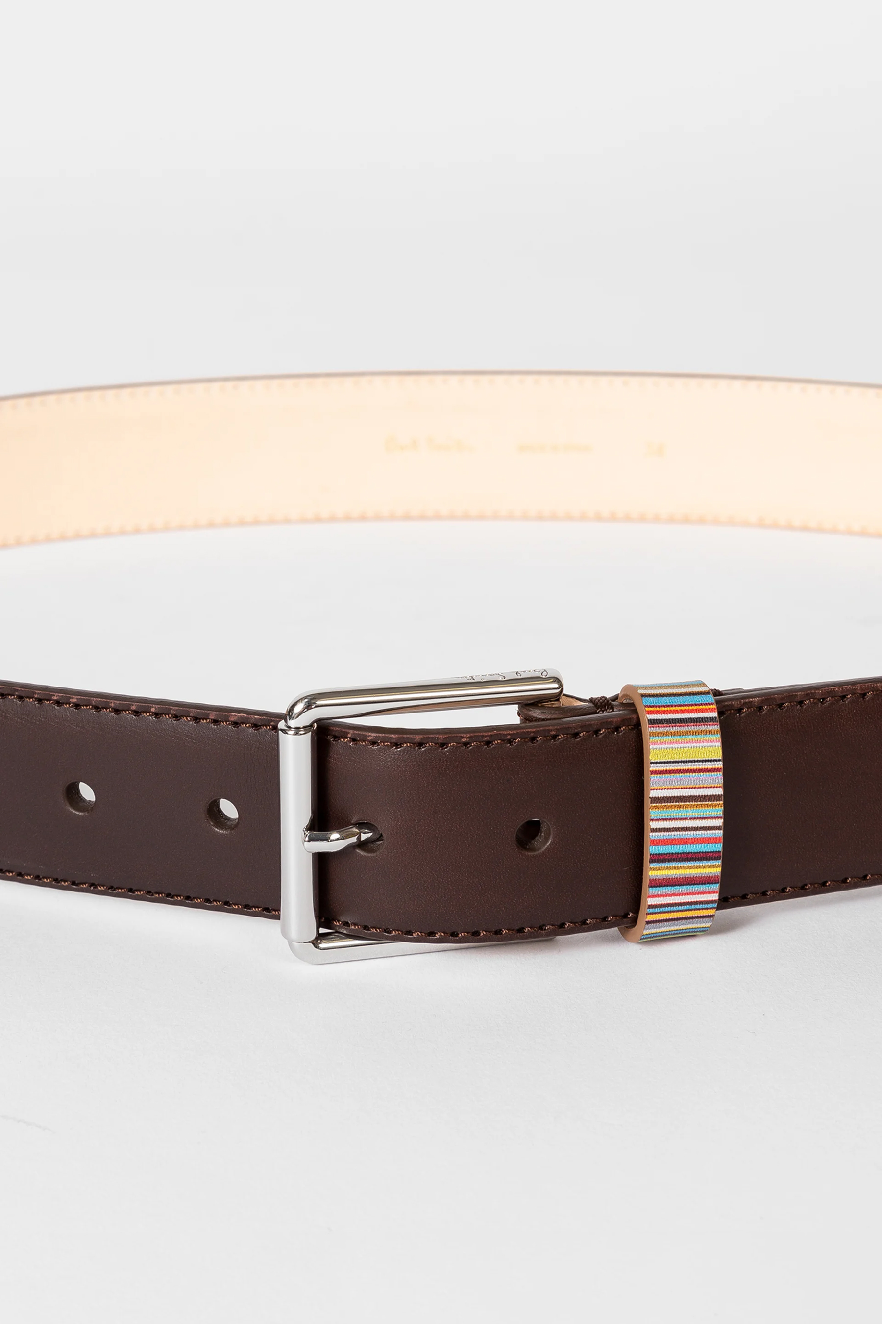 PAUL SMITH 'Signature Stripe' Keeper Leather Belt