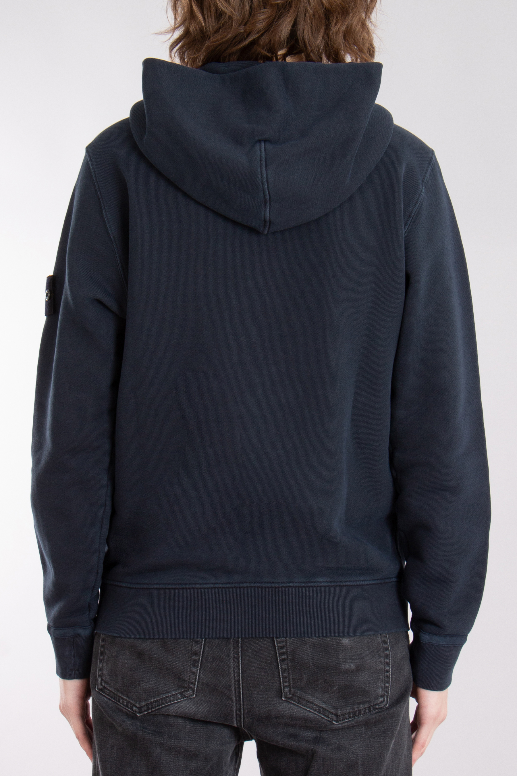 STONE ISLAND 'OLD' Effect Organic Cotton Diagonal Fleece Hooded Zip Up Sweatshirt