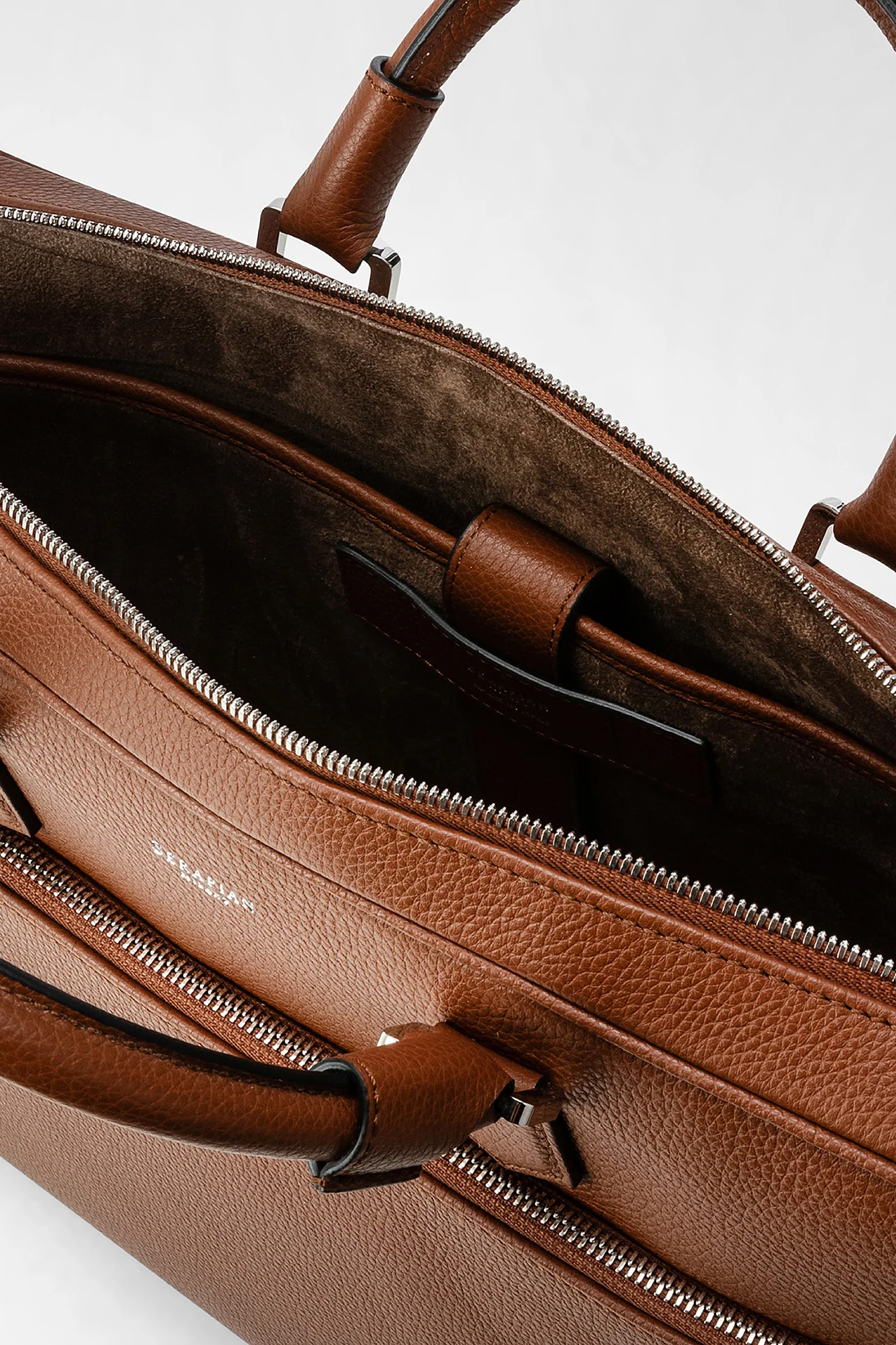 SERAPIAN Slim Cashmere Leather Briefcase