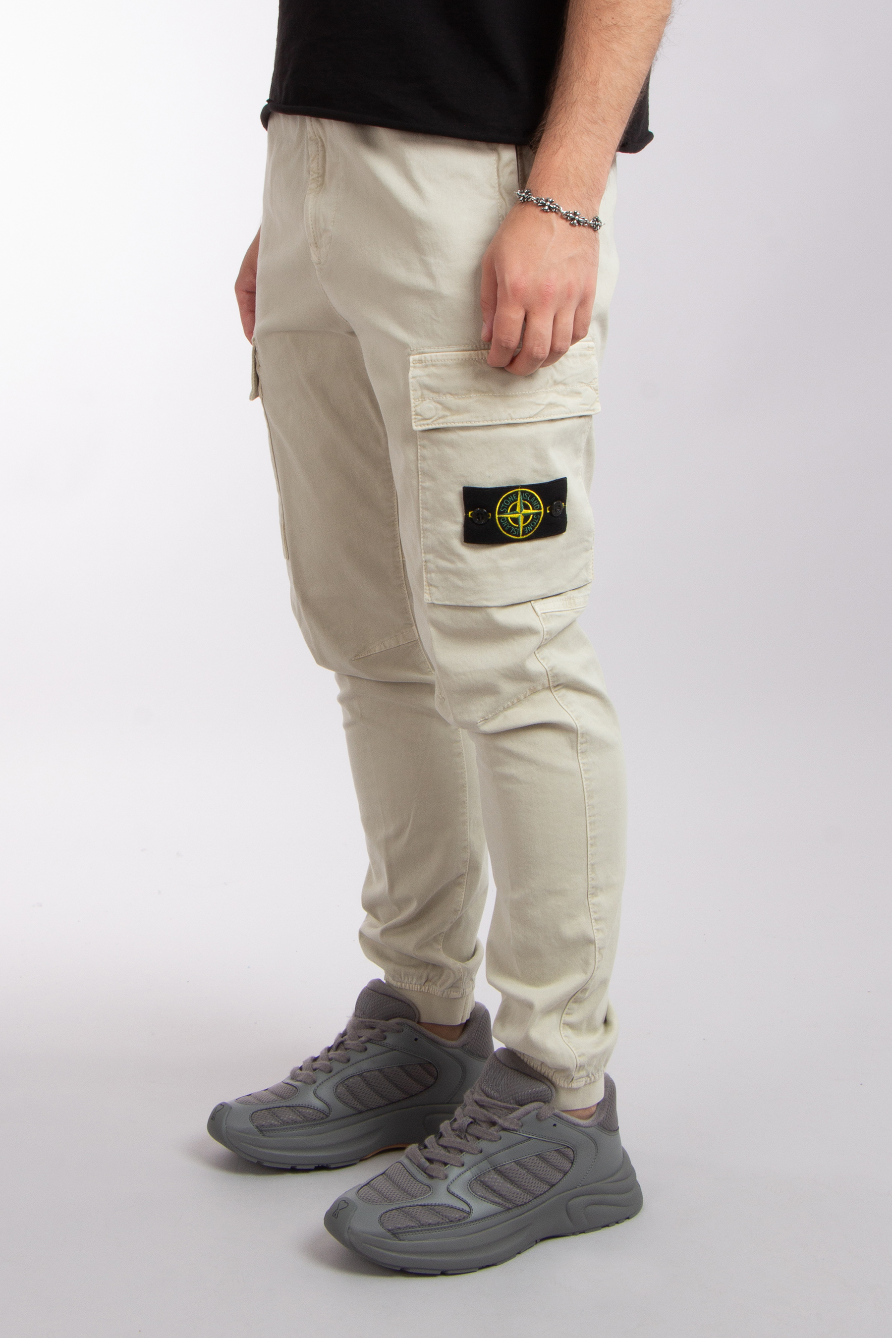 STONE ISLAND 'OLD' Effect Broken Cotton Twill Cargo Pants