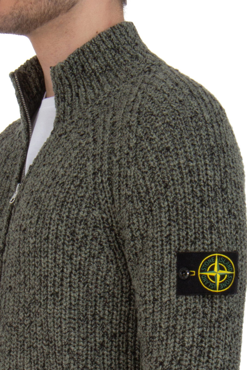 STONE ISLAND Ribbed Cotton Zip Cardigan