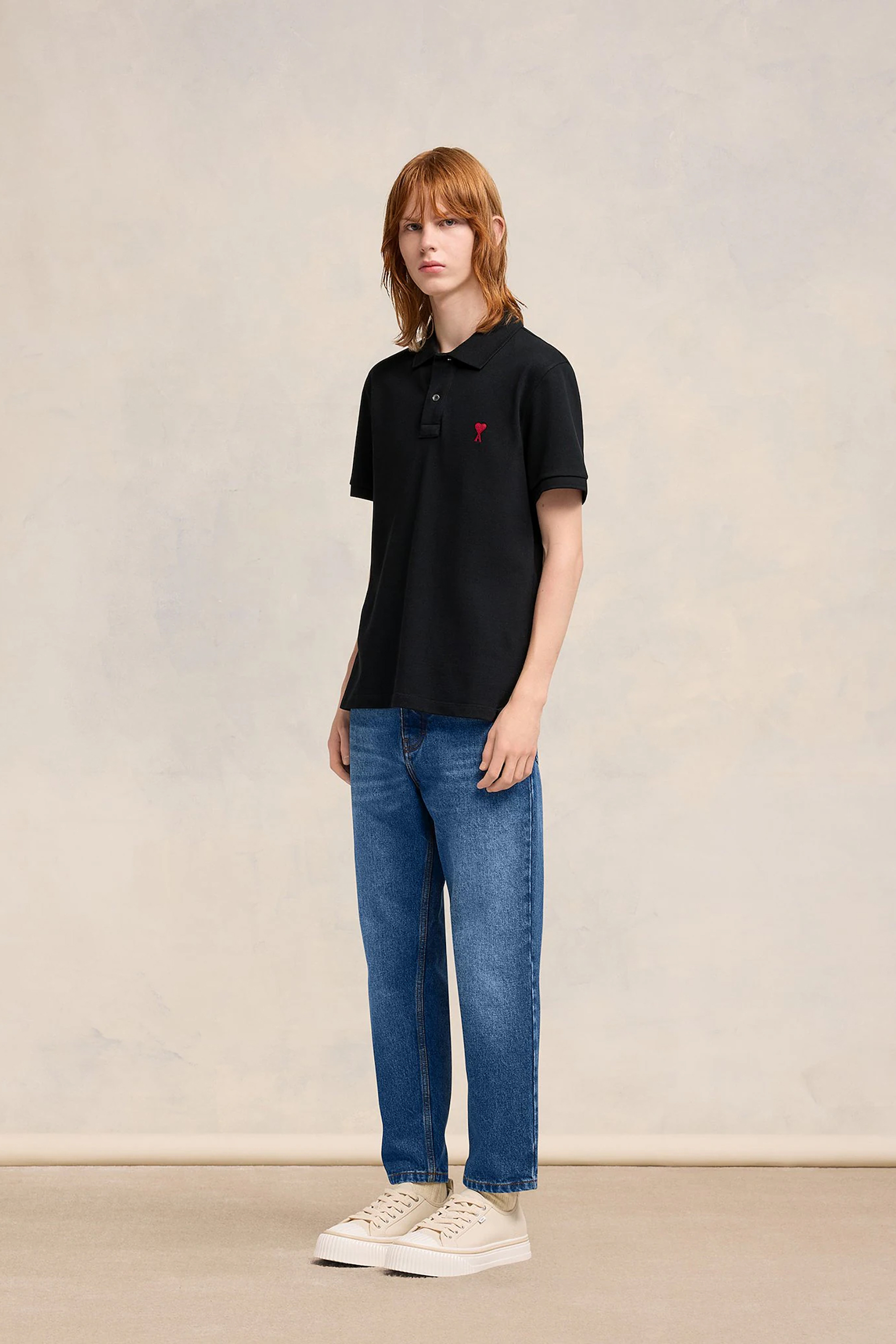 AMI PARIS Ami De Coeur Organic Cotton Piqué Polo Shirt 