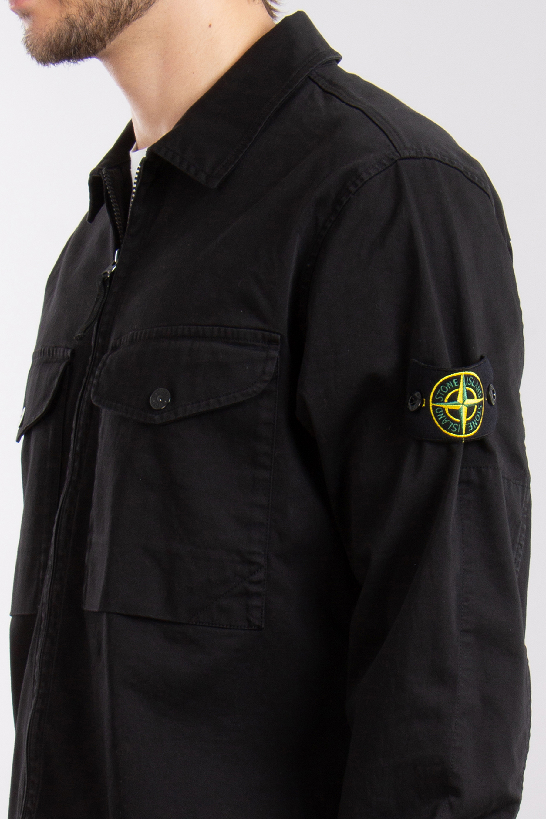 STONE ISLAND Organic Cotton Stretch Satin Overshirt