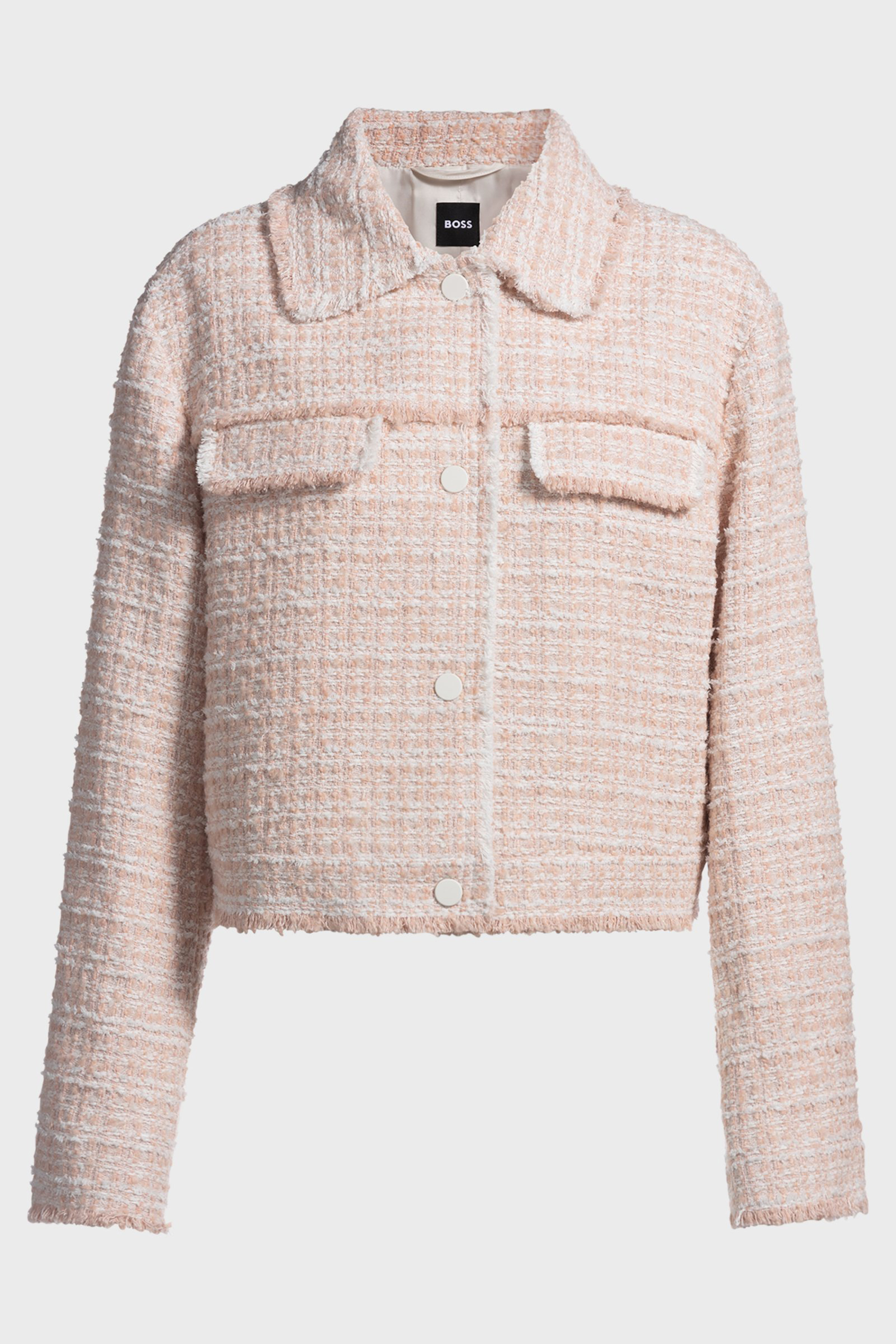 BOSS Regular Fit Cotton Blend Tweed Jacket Jetona