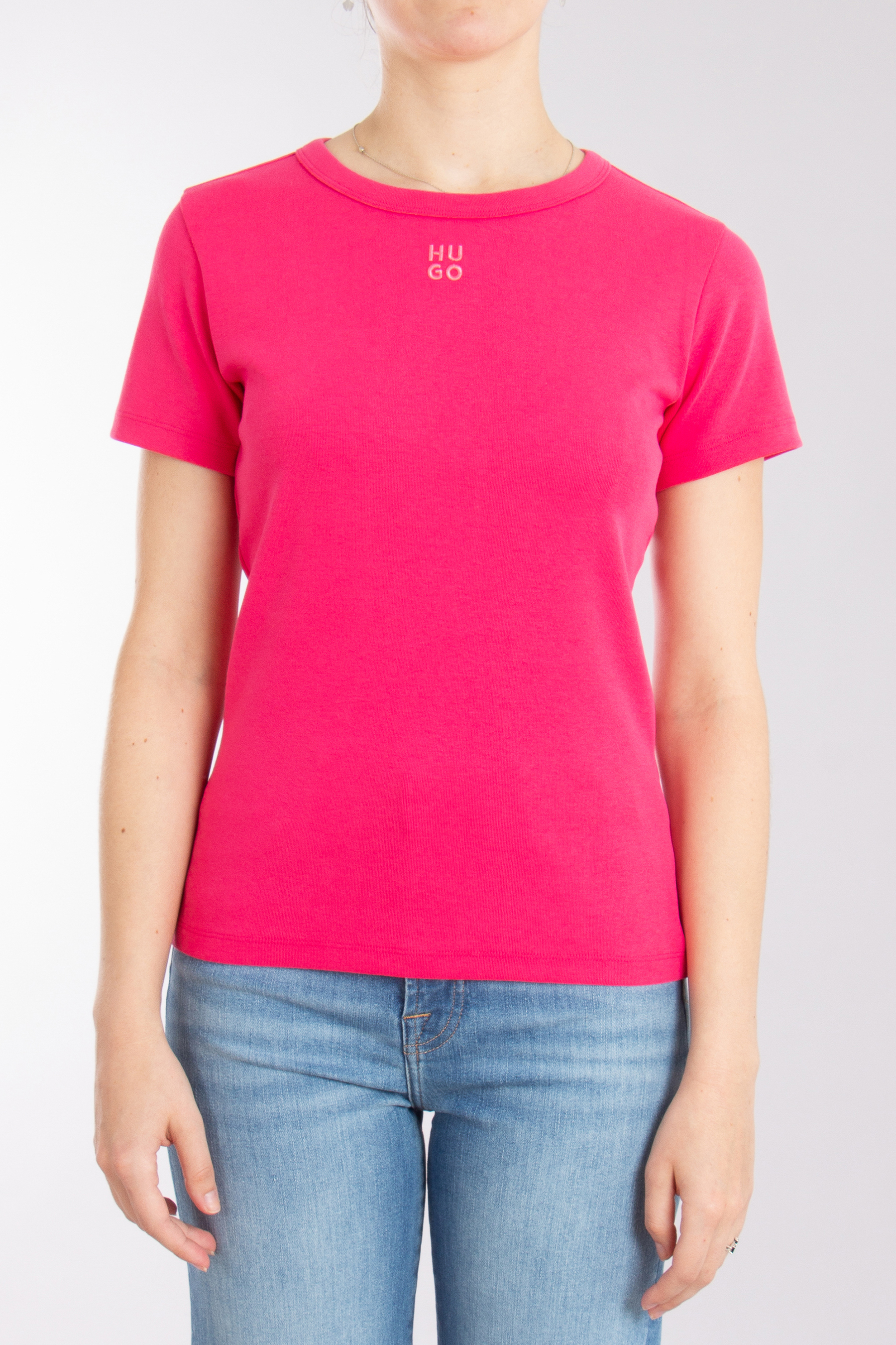 HUGO Embroidered Cotton Blend Stretch T-Shirt Deloris