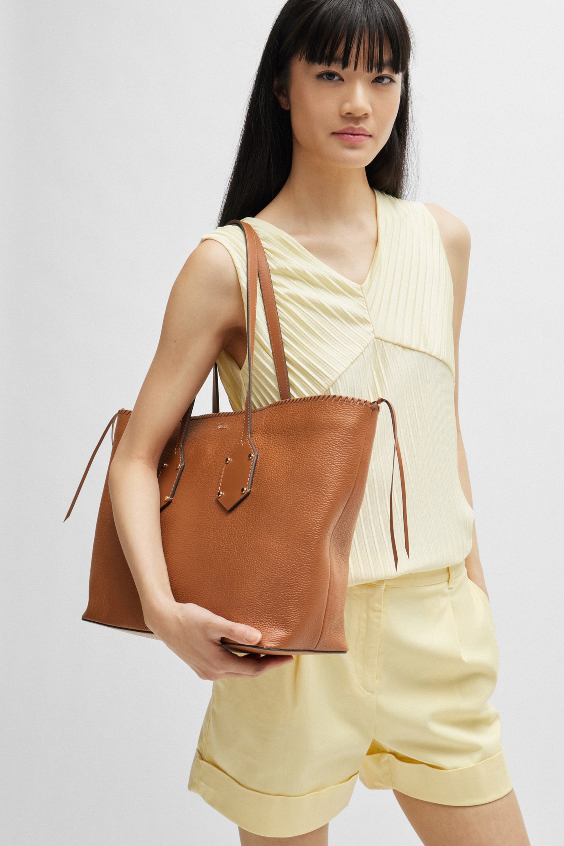 BOSS Grained Leather Shopper Ivy