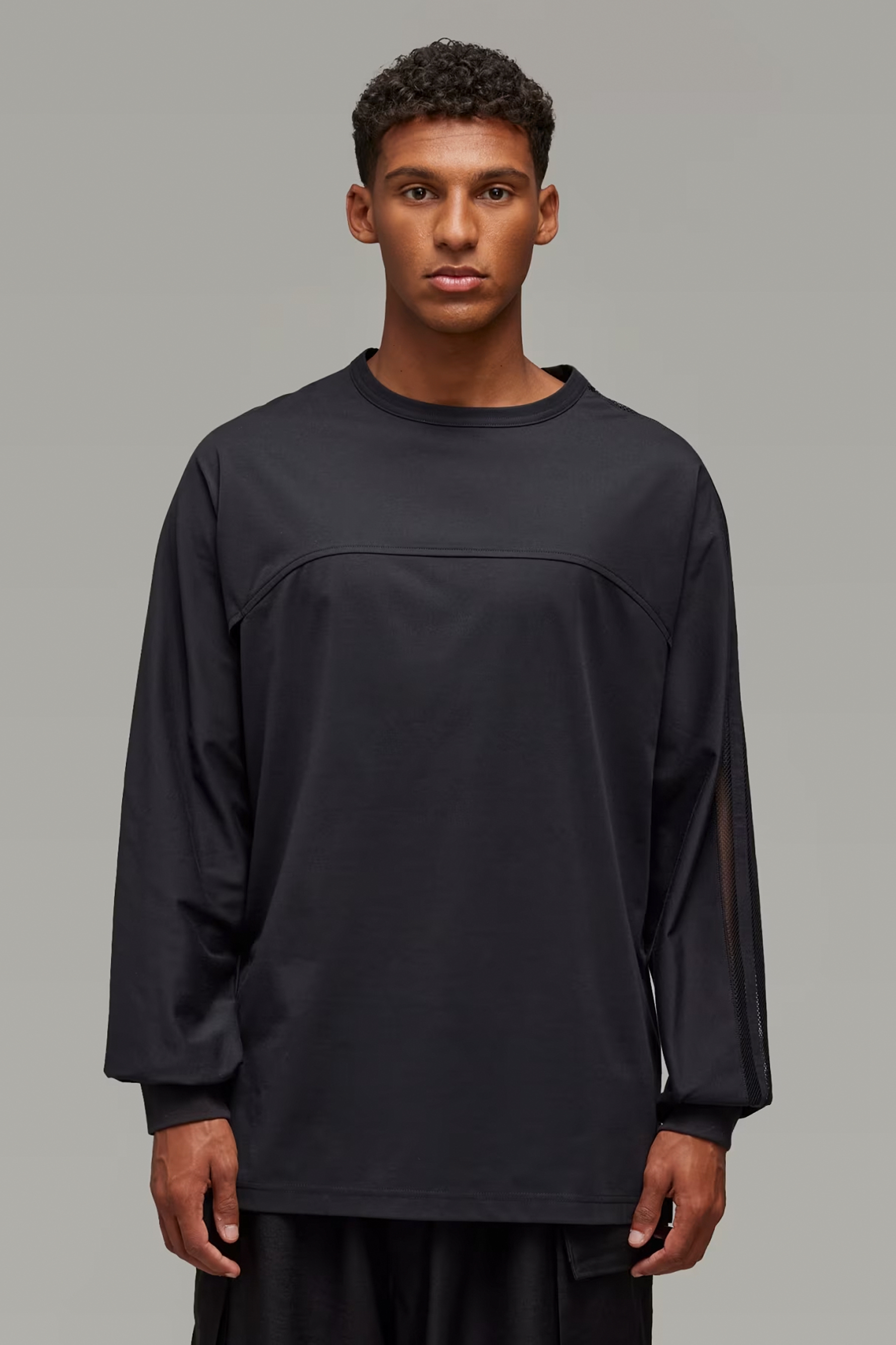 Y-3 Mesh 3S Cotton Blend Jersey Long Sleeve T-Shirt