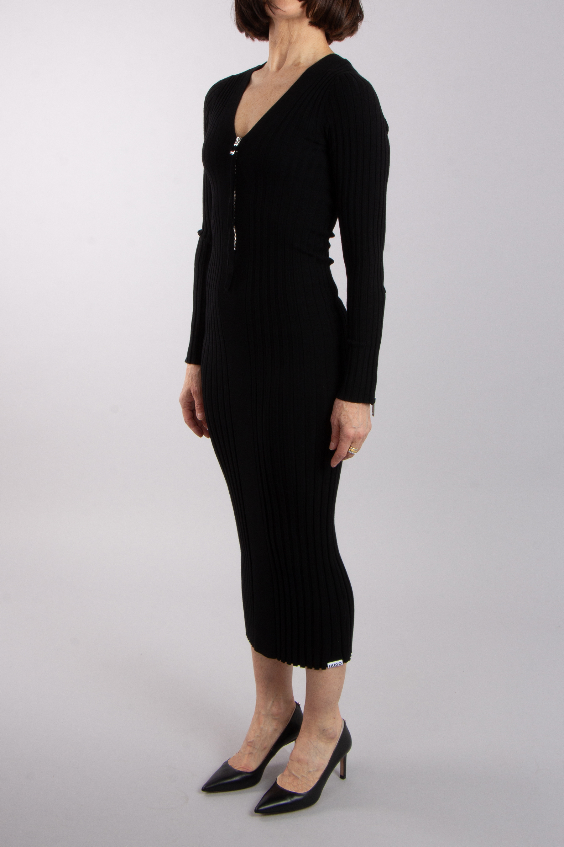 HUGO Slim Fit Rib Knit Dress Slevett