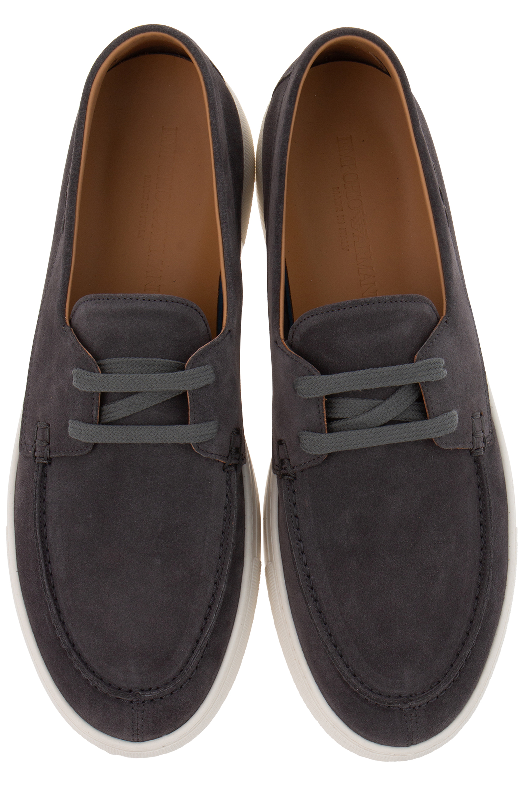 EMPORIO ARMANI Crust Leather Boat Shoes