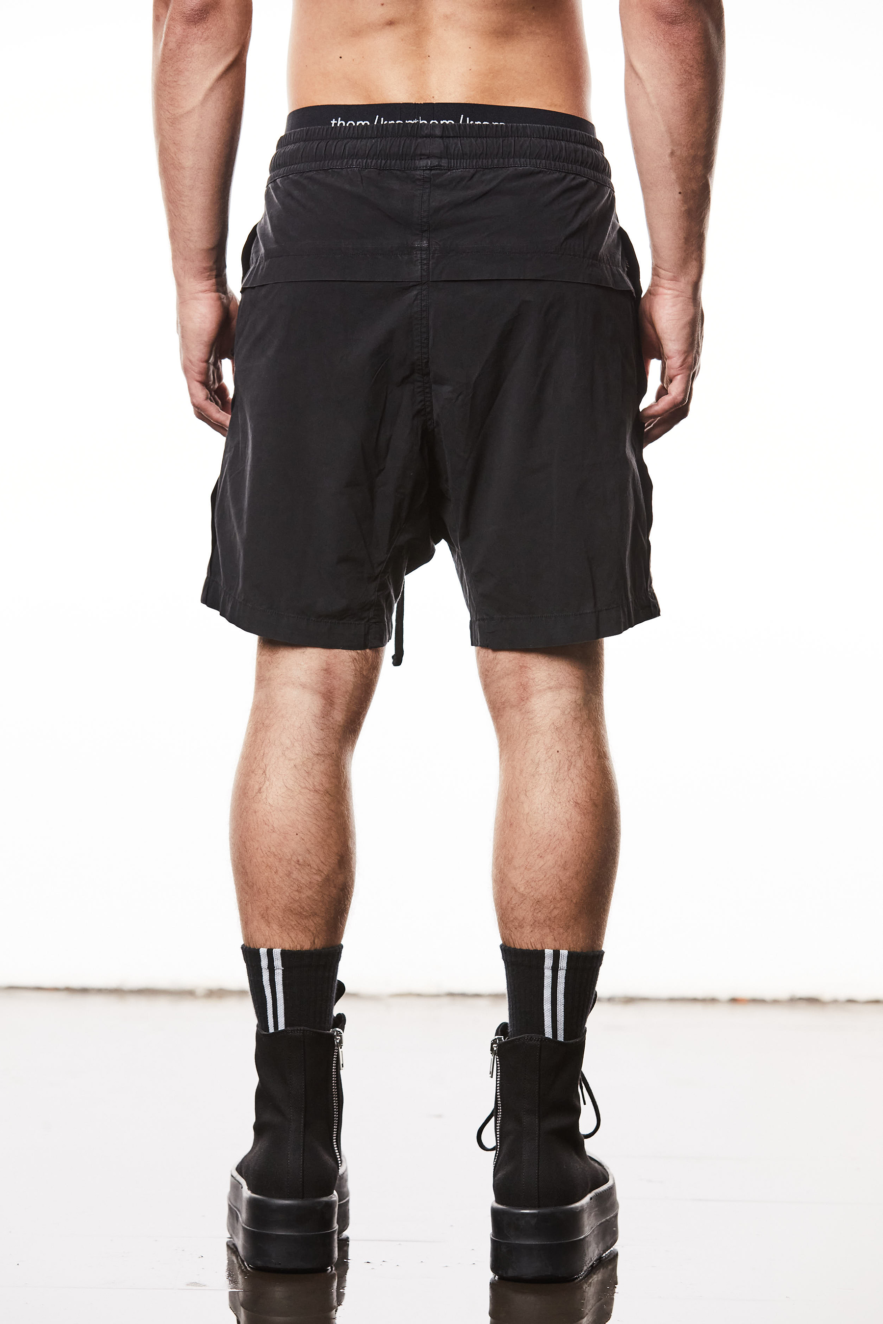 THOM KROM Dropped Crotch Washed Crashed Cotton Stretch Shorts