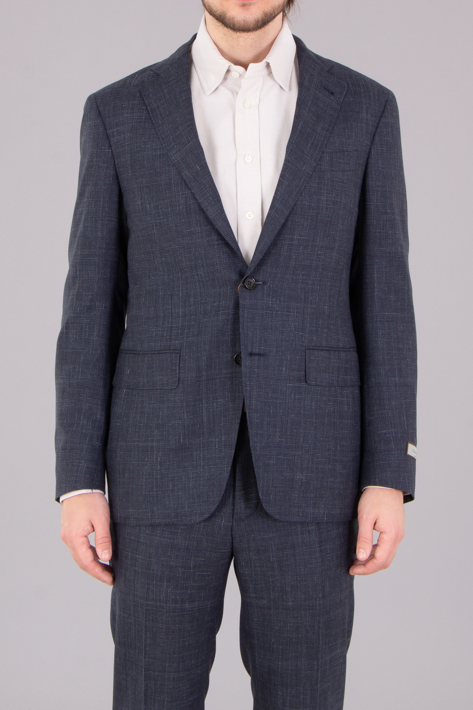 CANALI Modern Fit Checked Travel Wool-Silk-Linen Blend Suit Kei