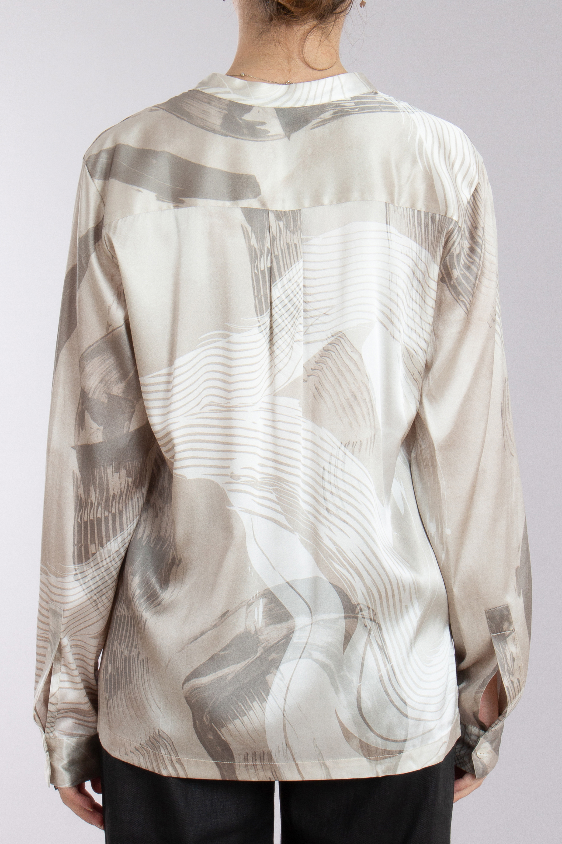 0039 ITALY Patterned Silk Stretch Blouse Janice