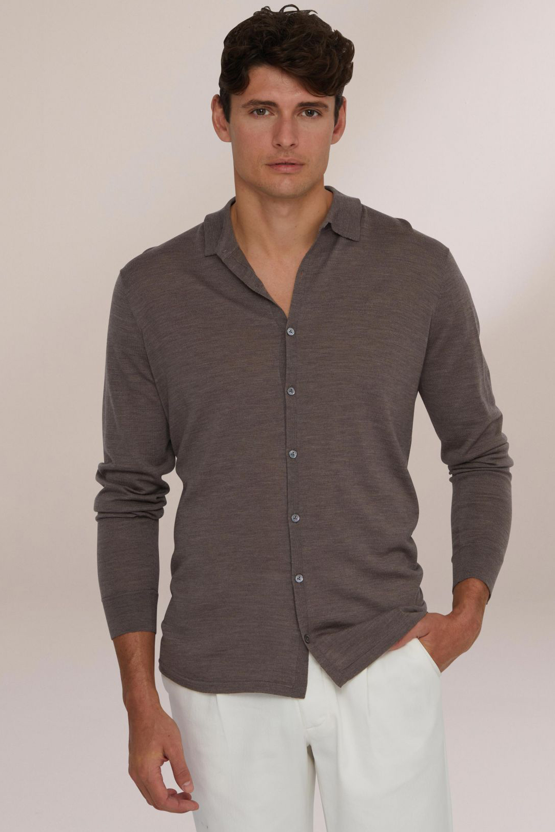 VAN LAACK Fine Knit Virgin Wool Shirt Msafino