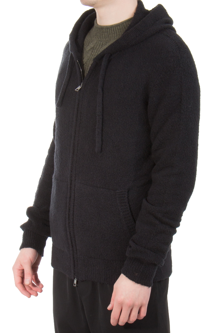 ROBERTO COLLINA Hooded Cardigan with Patch Pockets