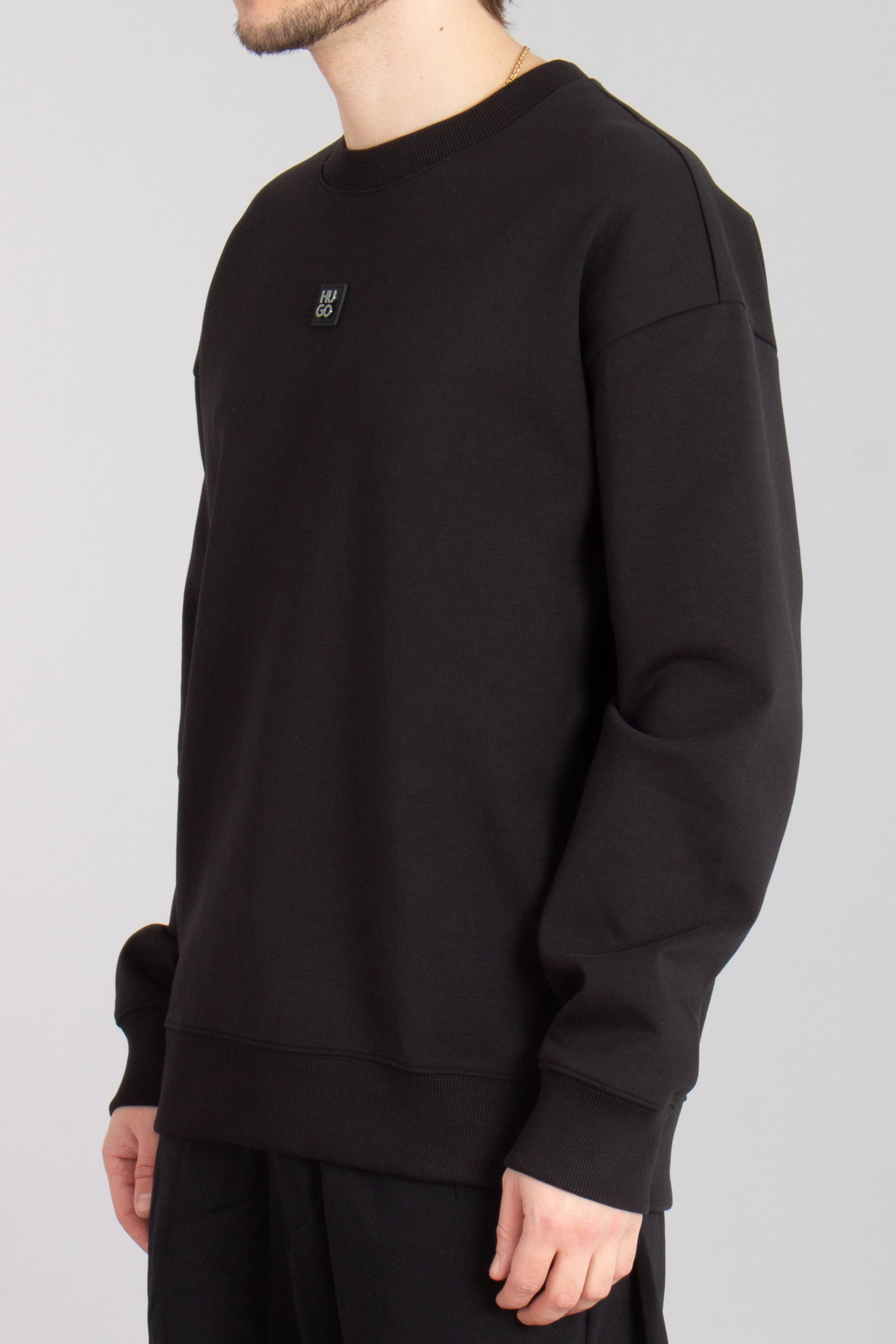 HUGO Relaxed Fit Interlock-Cotton Blend Stretch Sweatshirt Dettil