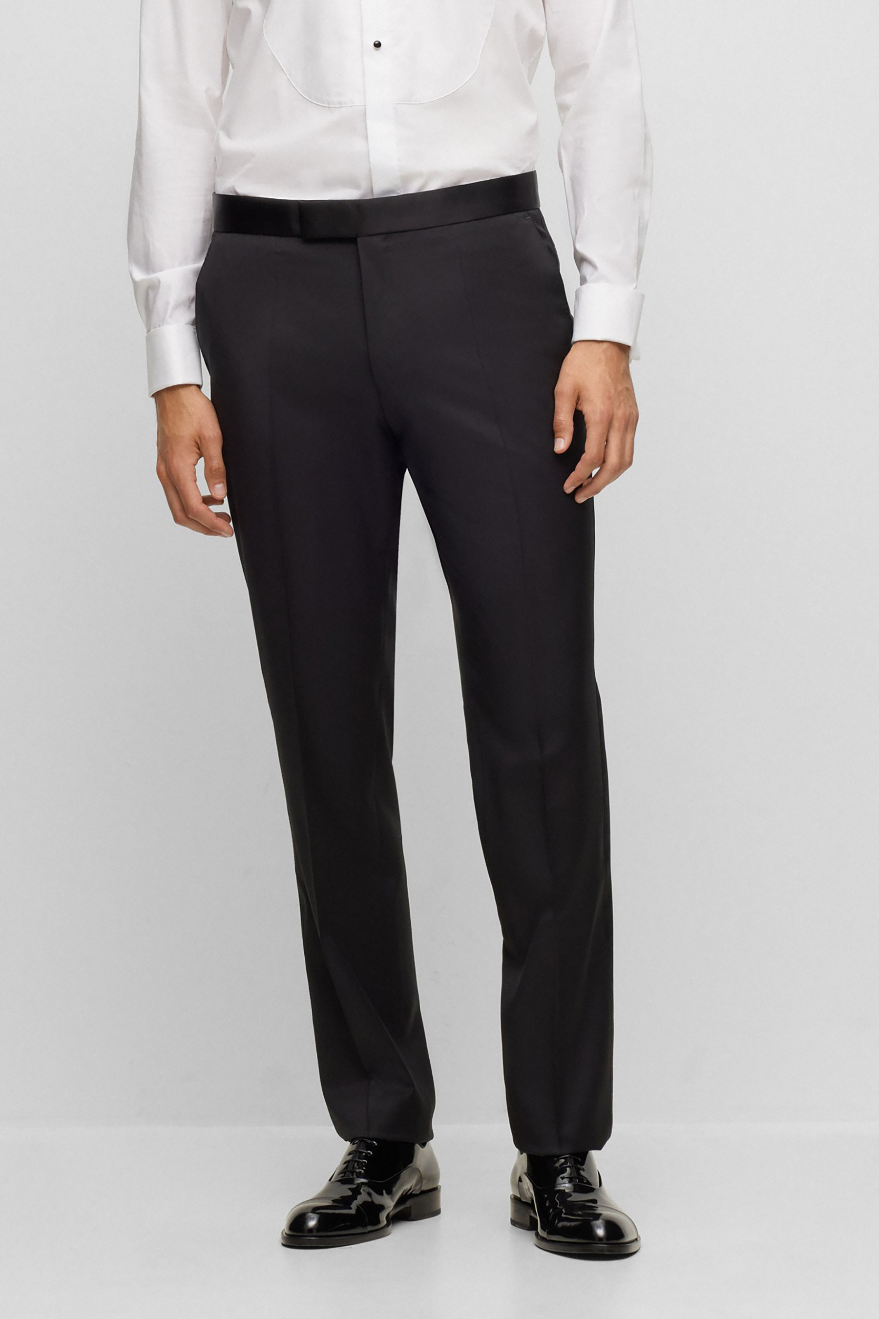 BOSS Virgin Wool Serge Tuxedo Pants H-Lenon