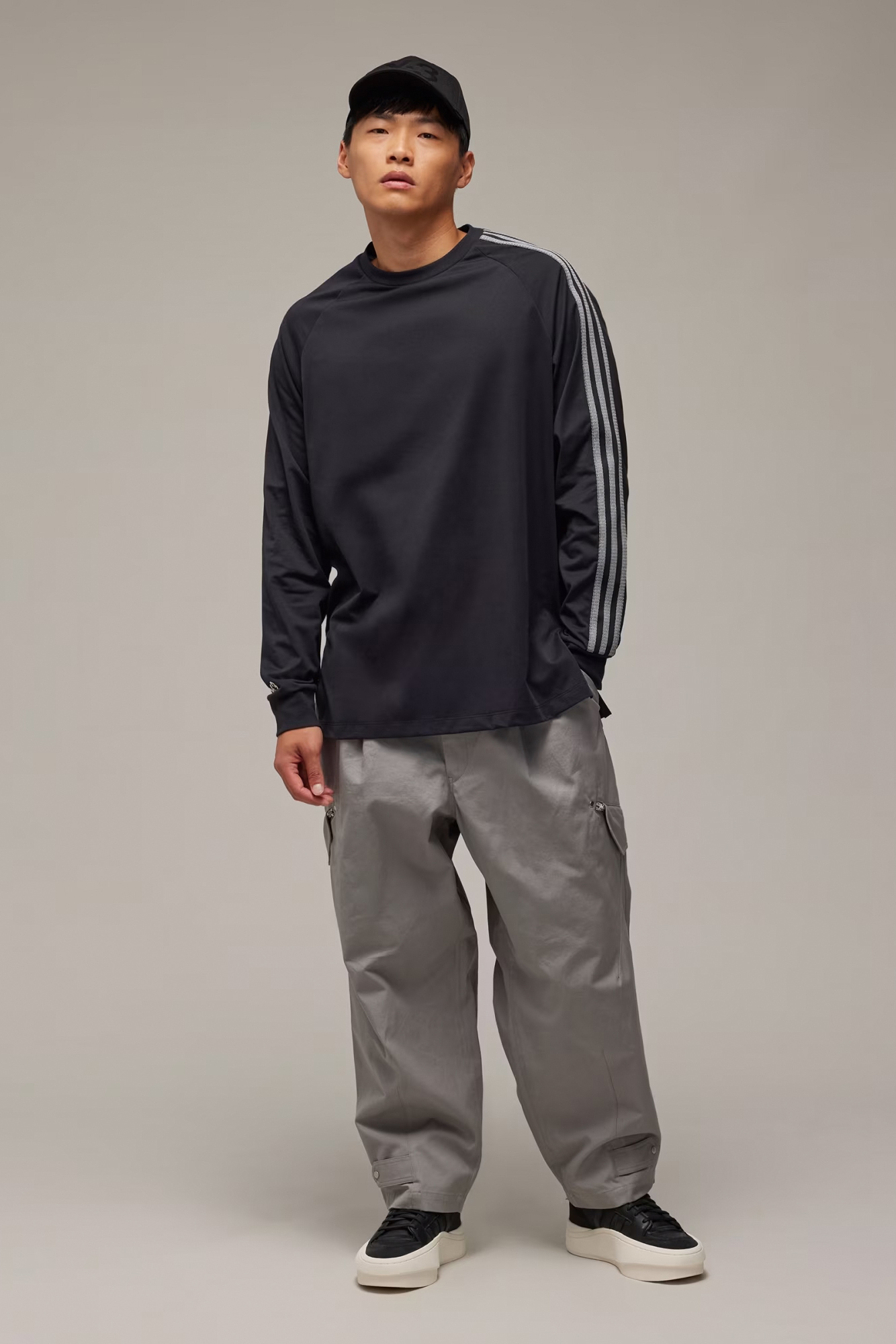 Y-3 3-Stripes Cotton Blend Long Sleeve