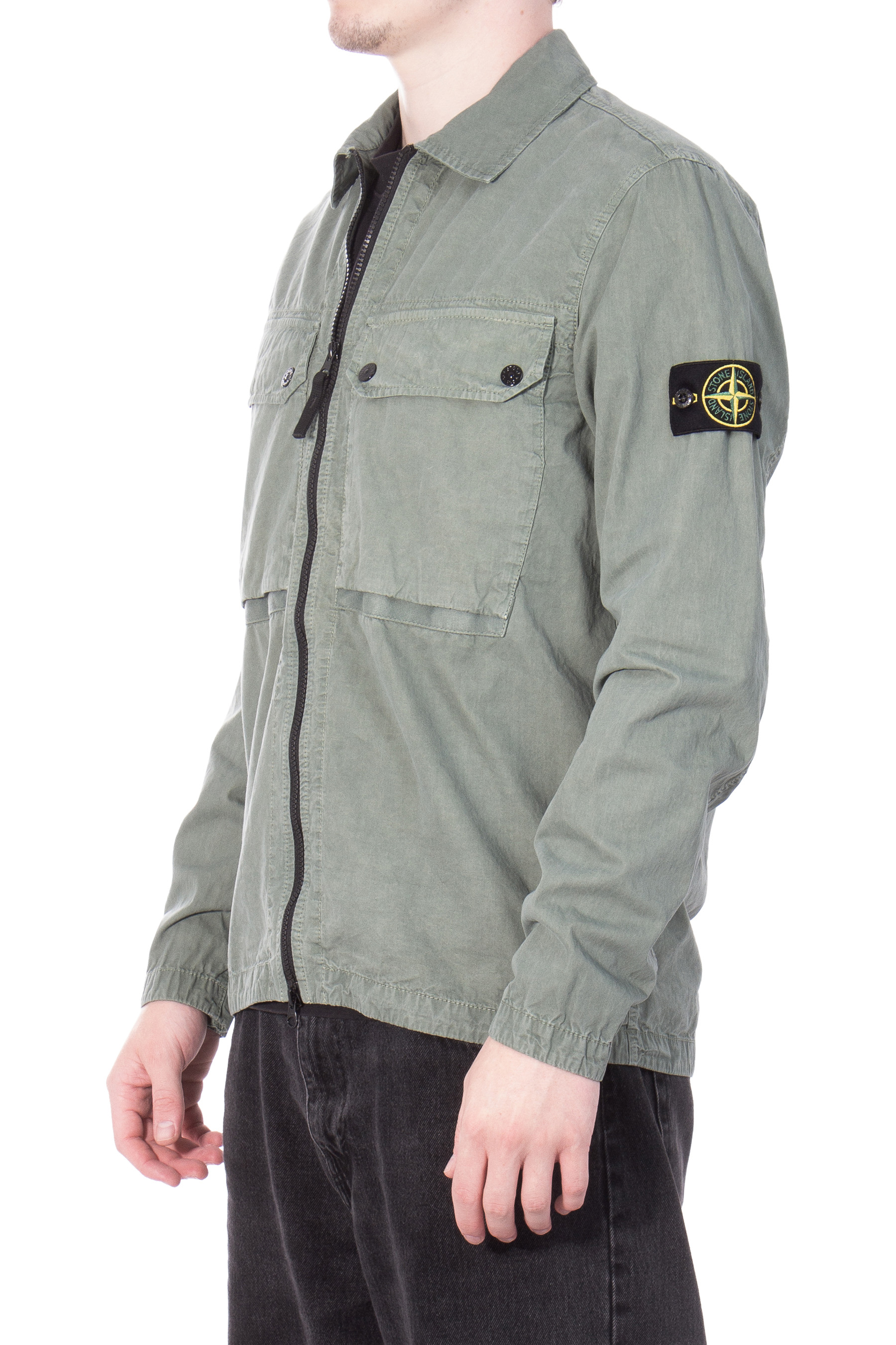 STONE ISLAND Zipped Cotton Overshirt 