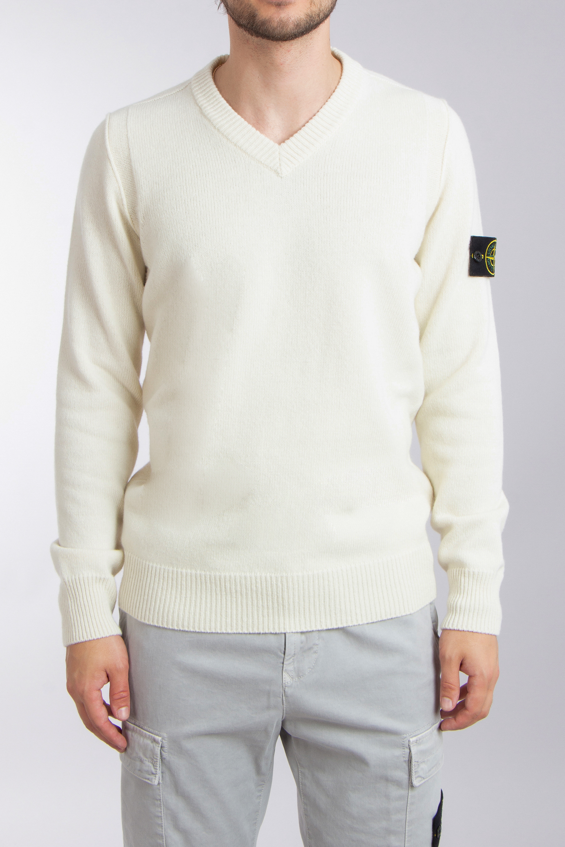 STONE ISLAND V-Neck Wool Blend Sweater