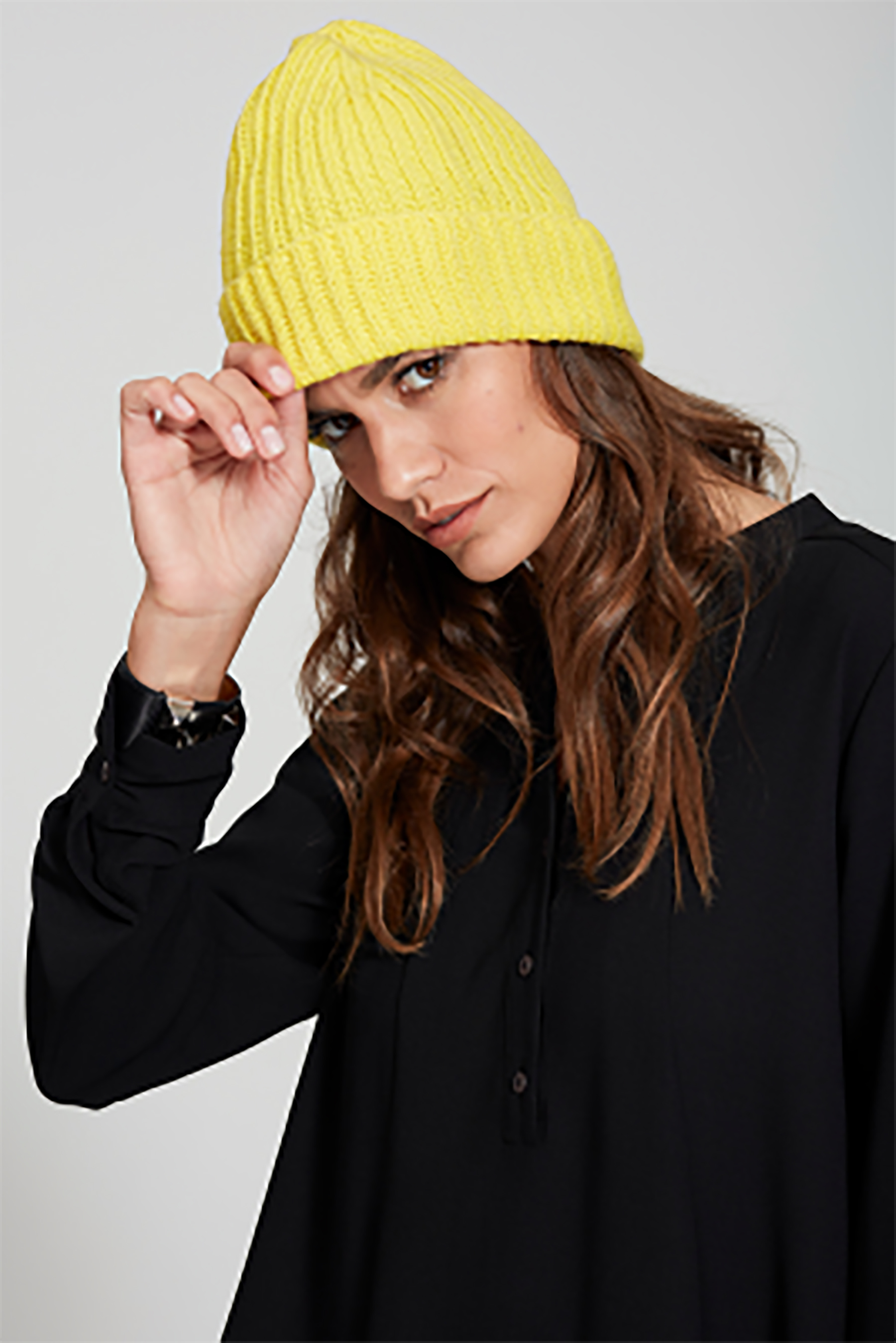 0039 ITALY Ribbed Wool & Cashmere Blend Hat 