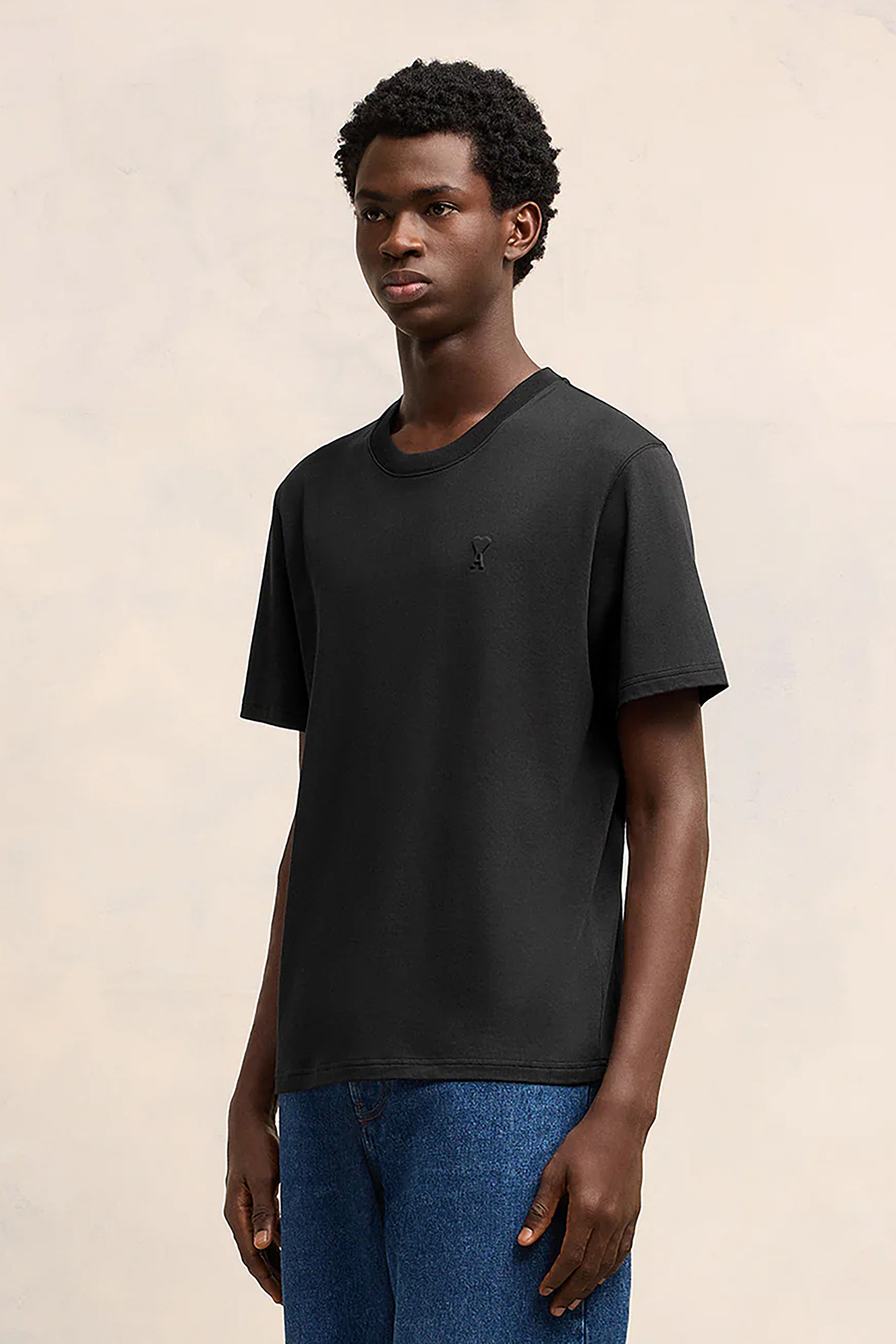 AMI PARIS Embossed Organic Cotton Jersey T-Shirt