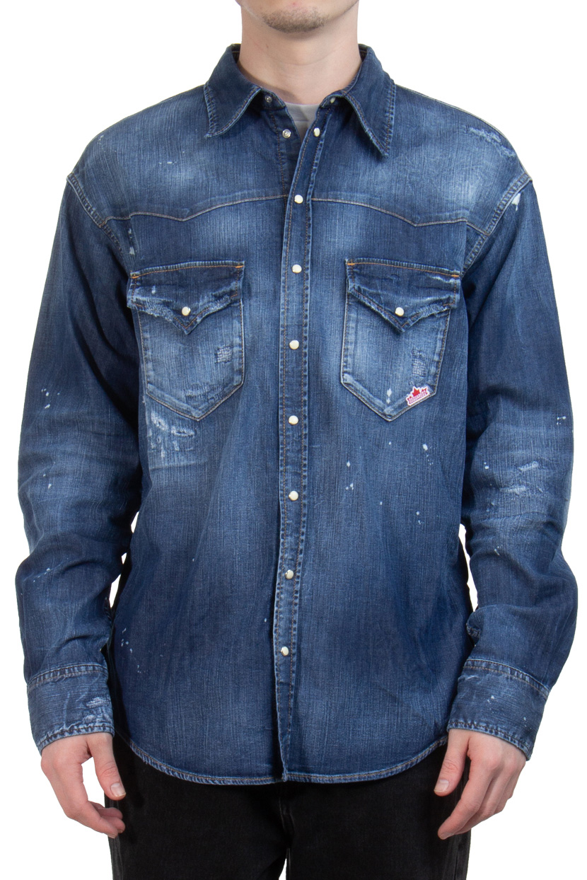 DSQUARED2 D2 Leaf West Dropped Shoulder Denim Shirt