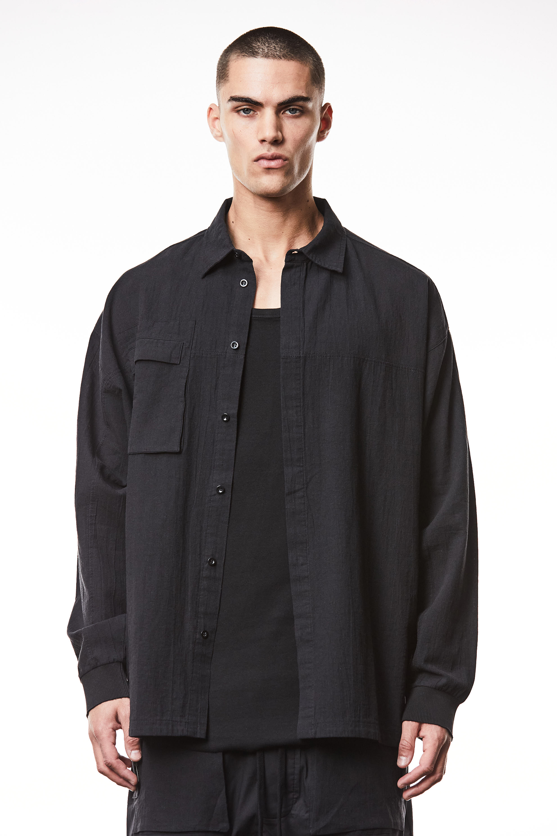 THOM KROM Oversized Fit Washed Linen-Cotton Blend Shirt