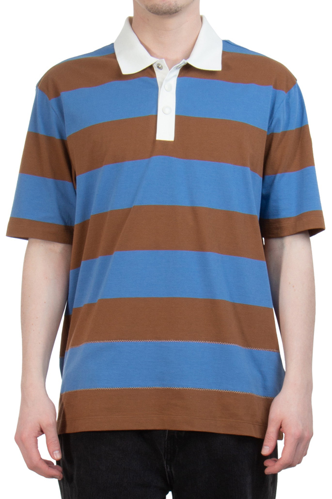 MONCLER Striped Cotton Polo Shirt