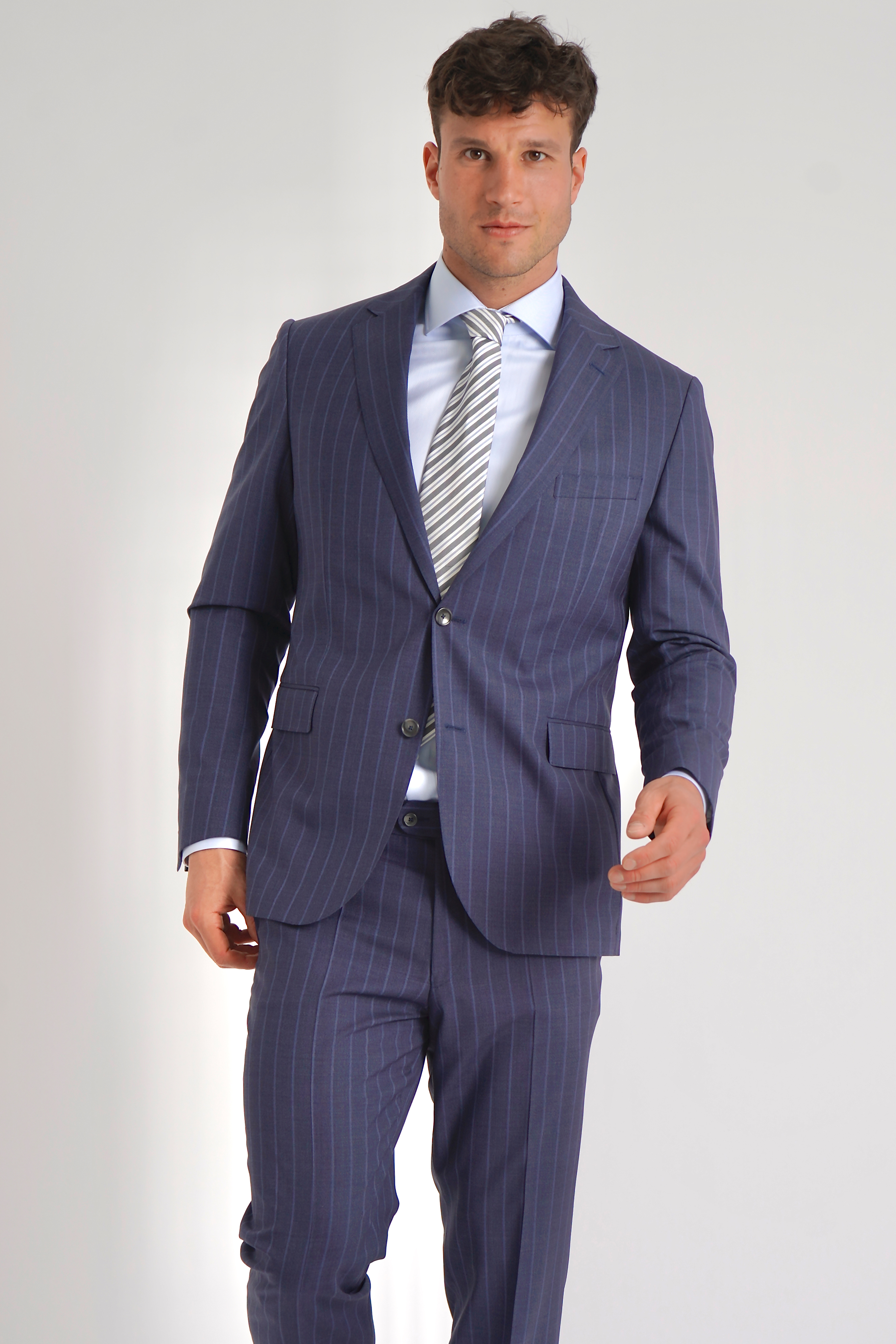 DRESSLER Striped Virgin Wool Suit Sean