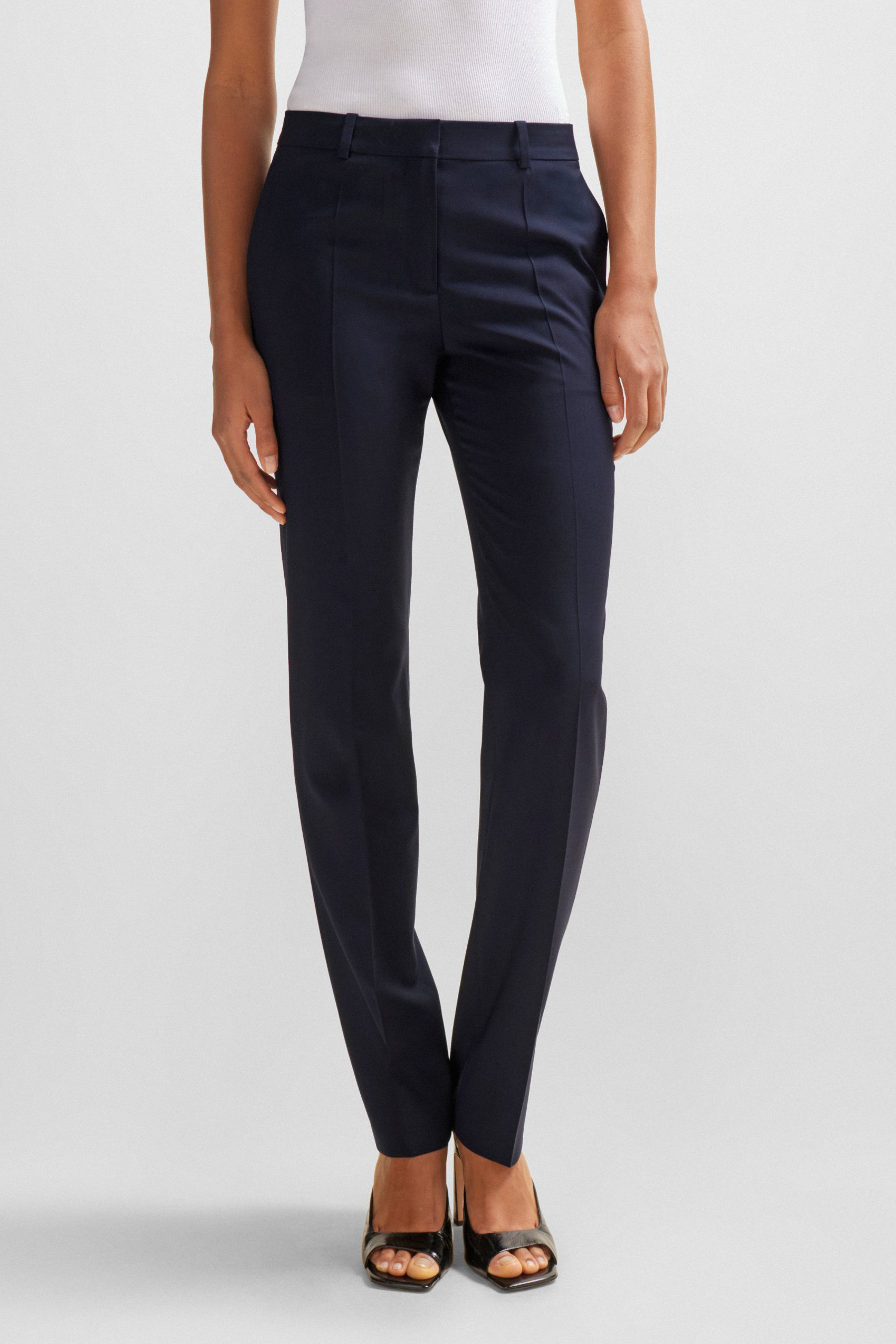 BOSS Regular Fit Virgin Wool Pants Tameah