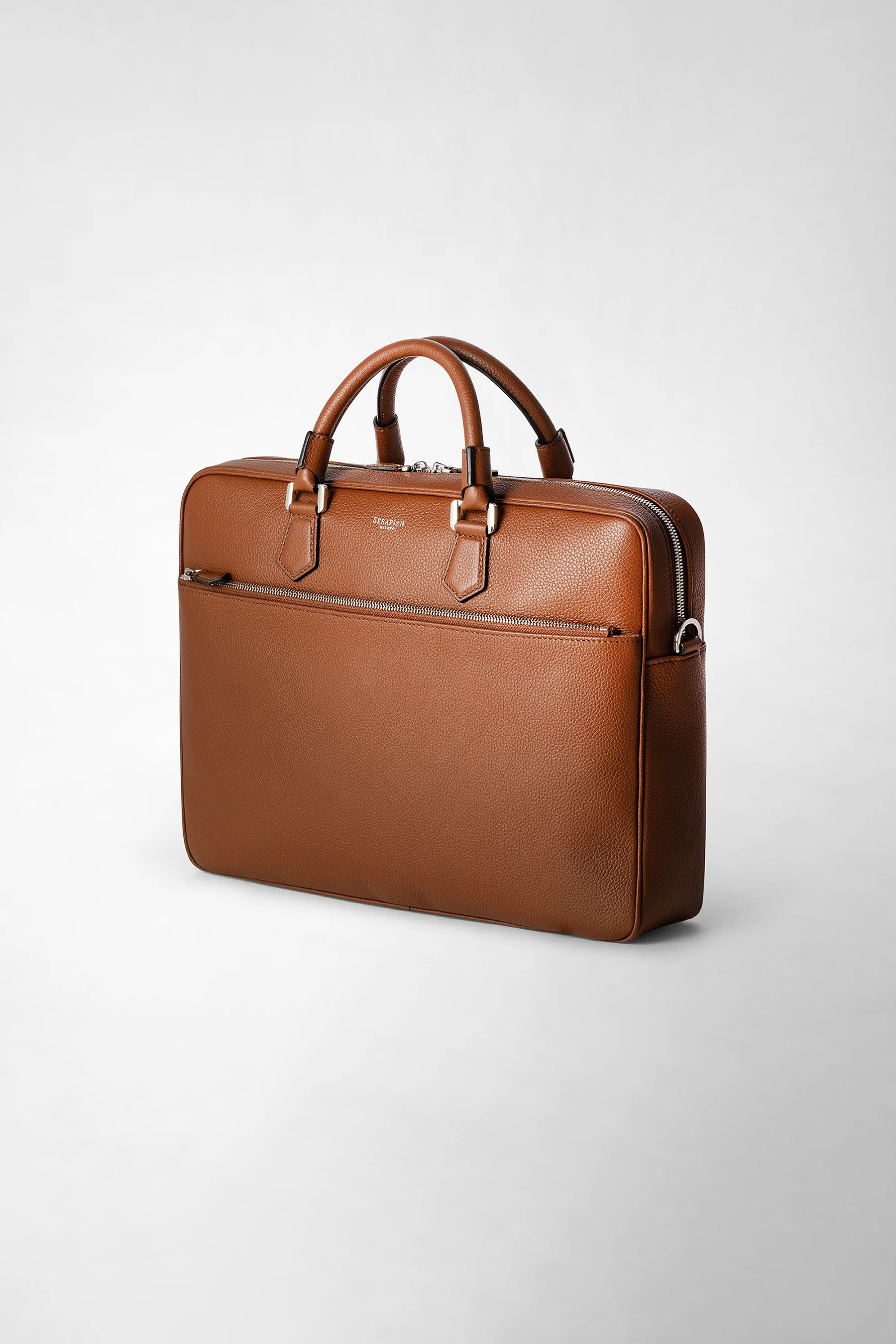 SERAPIAN Slim Cashmere Leather Briefcase