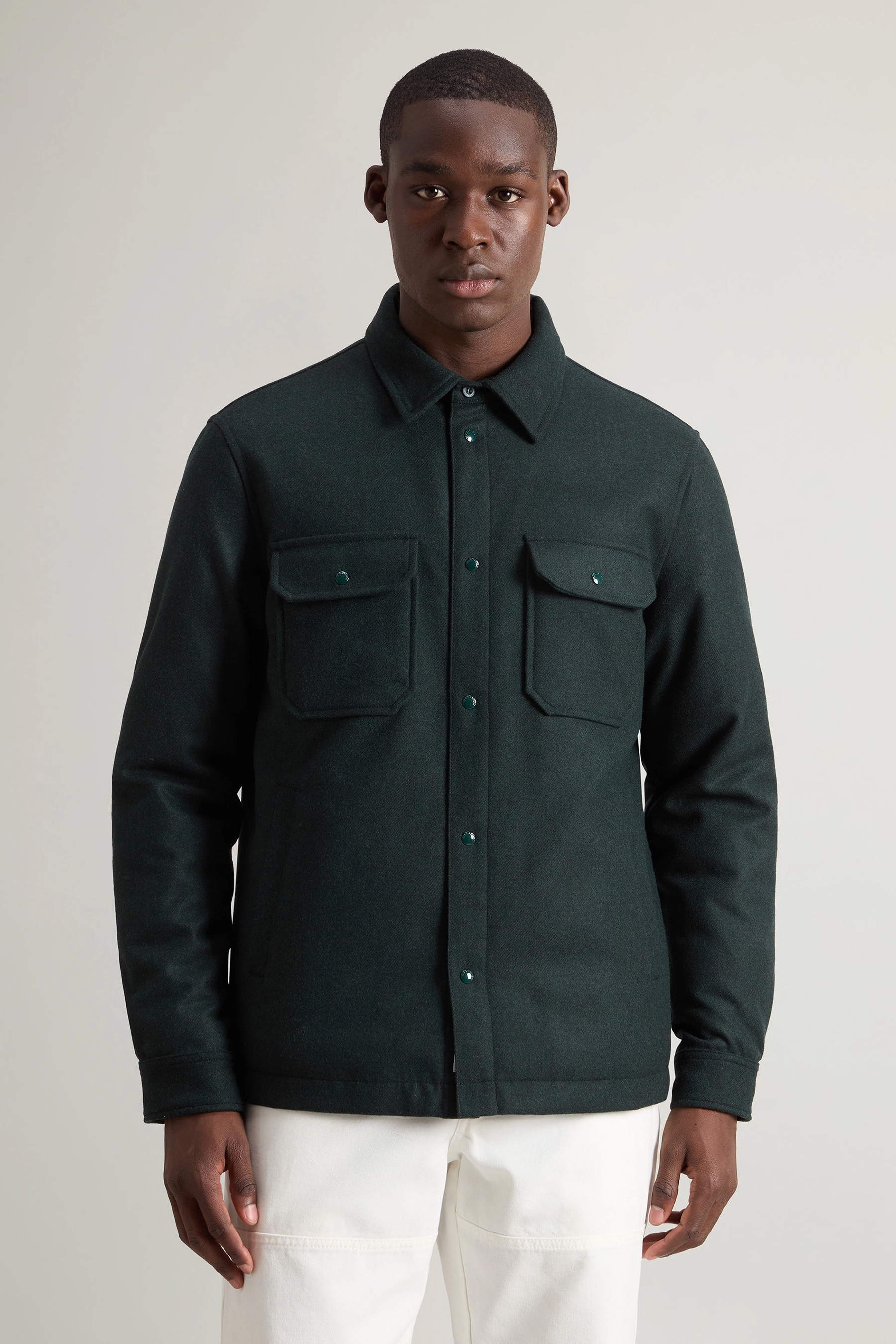 WOOLRICH Recycled Melton Wool Blend Alaskan Overshirt