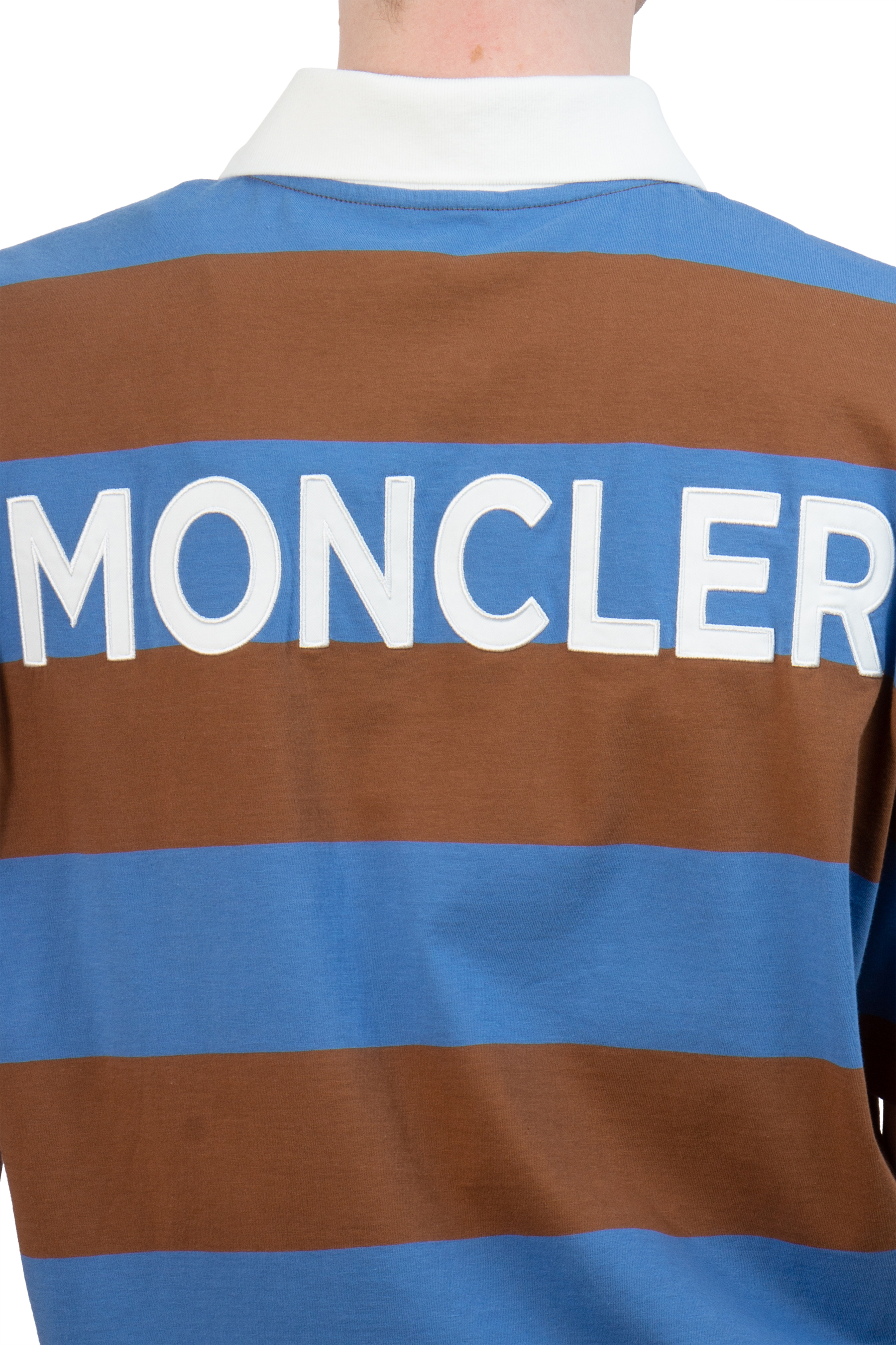 MONCLER Striped Cotton Polo Shirt