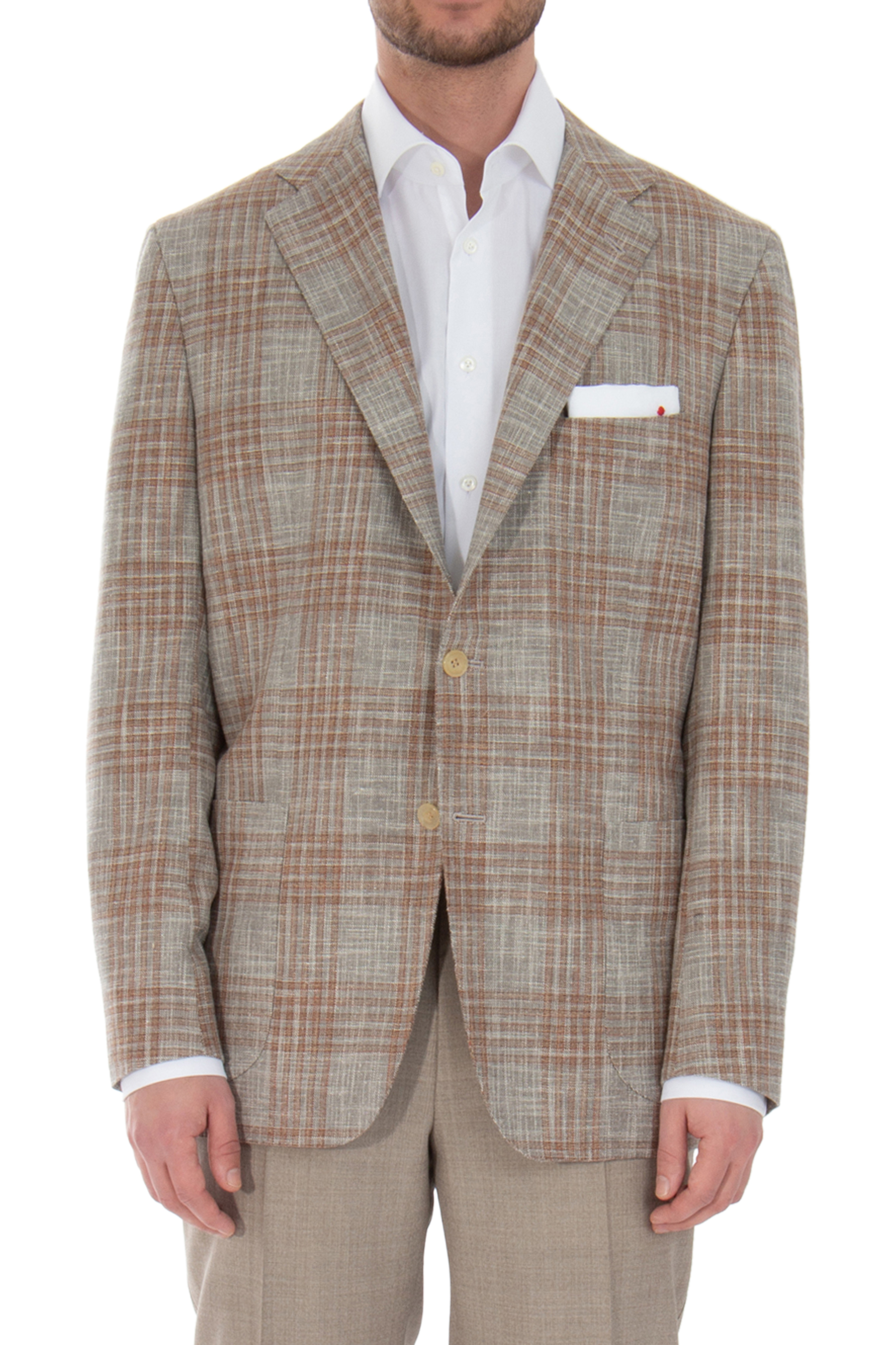 KITON Checked Virgin Wool Blend Jacket