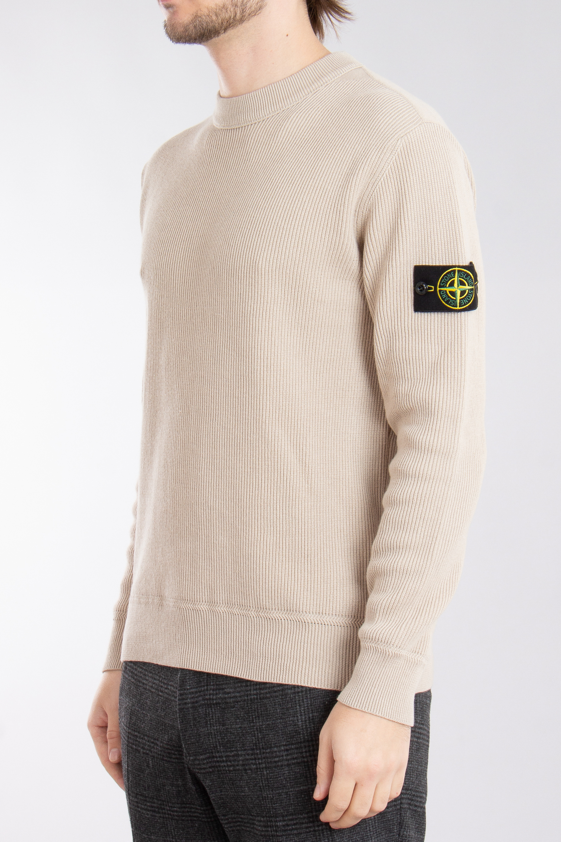 STONE ISLAND Ribbed Soft Organic Cotton Sweater