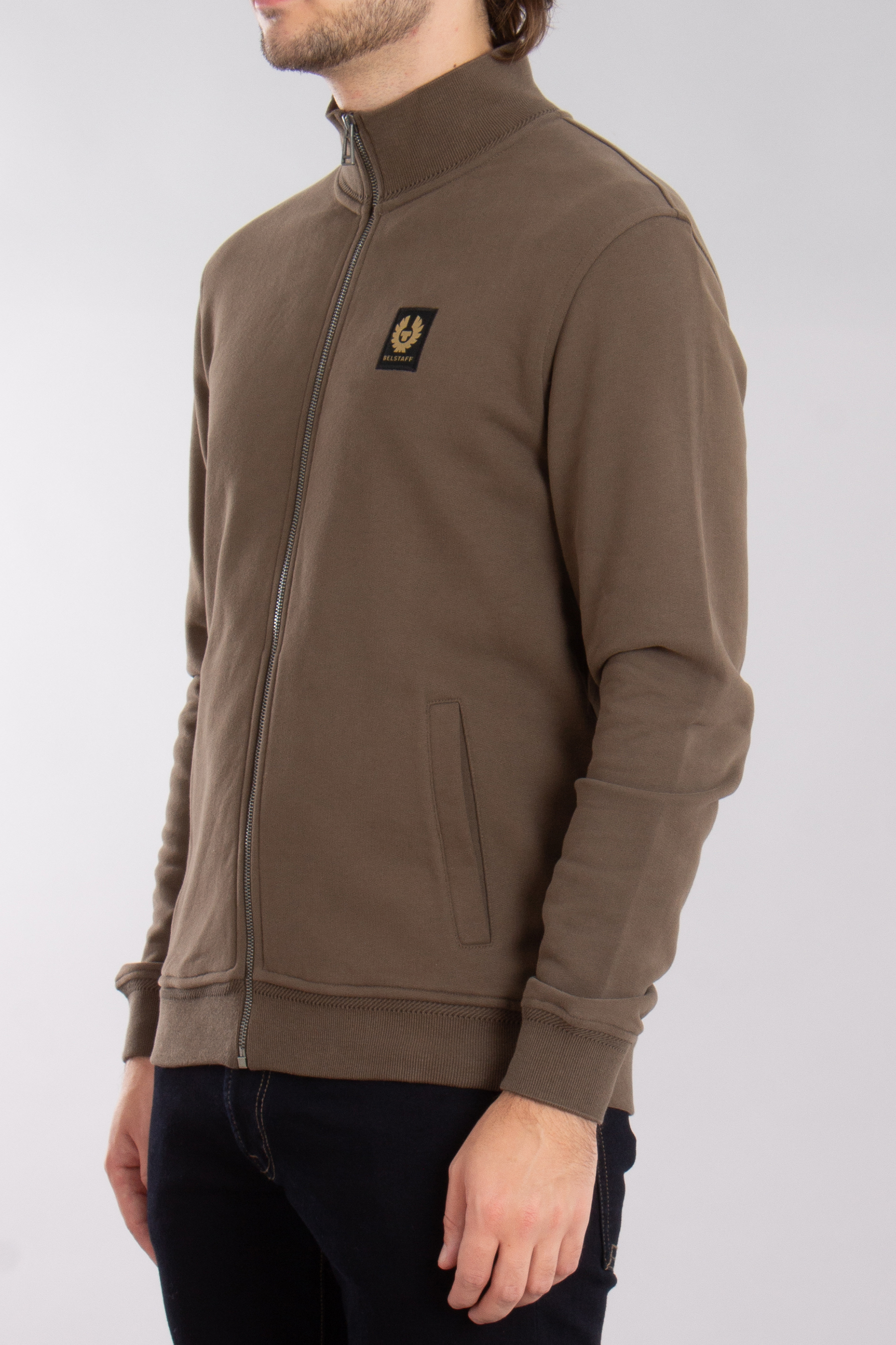 BELSTAFF Loopback Cotton Fleece Full Zip Sweatshirt