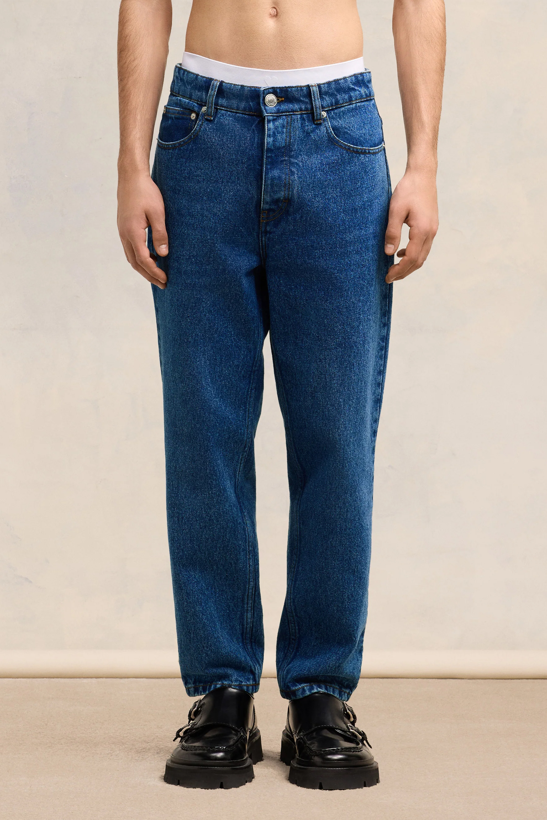 AMI PARIS Tapered Fit Cotton Denim Jeans