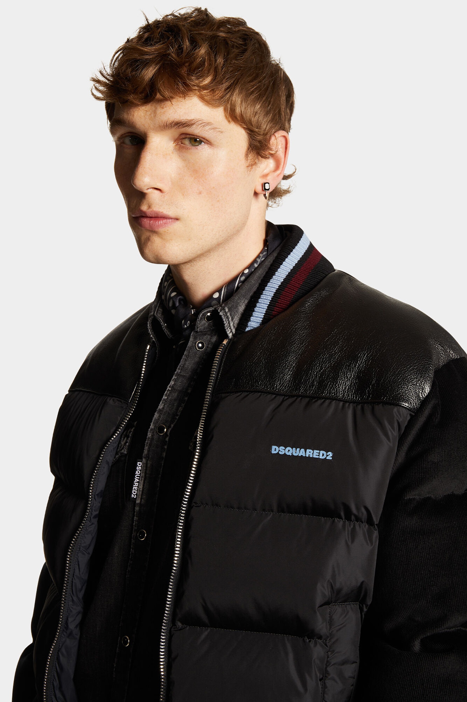 DSQUARED2 Mixed Material Puffer Bomber Jacket