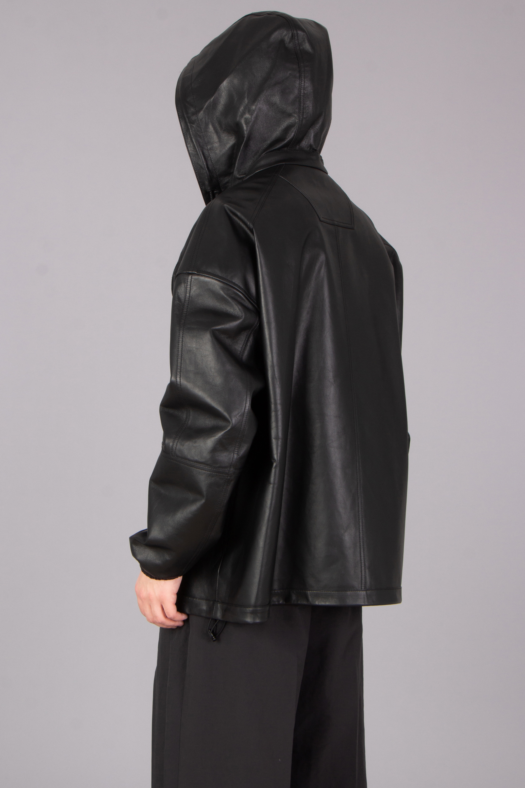 JUUN.J Oversized Sheep Leather Hooded Jacket