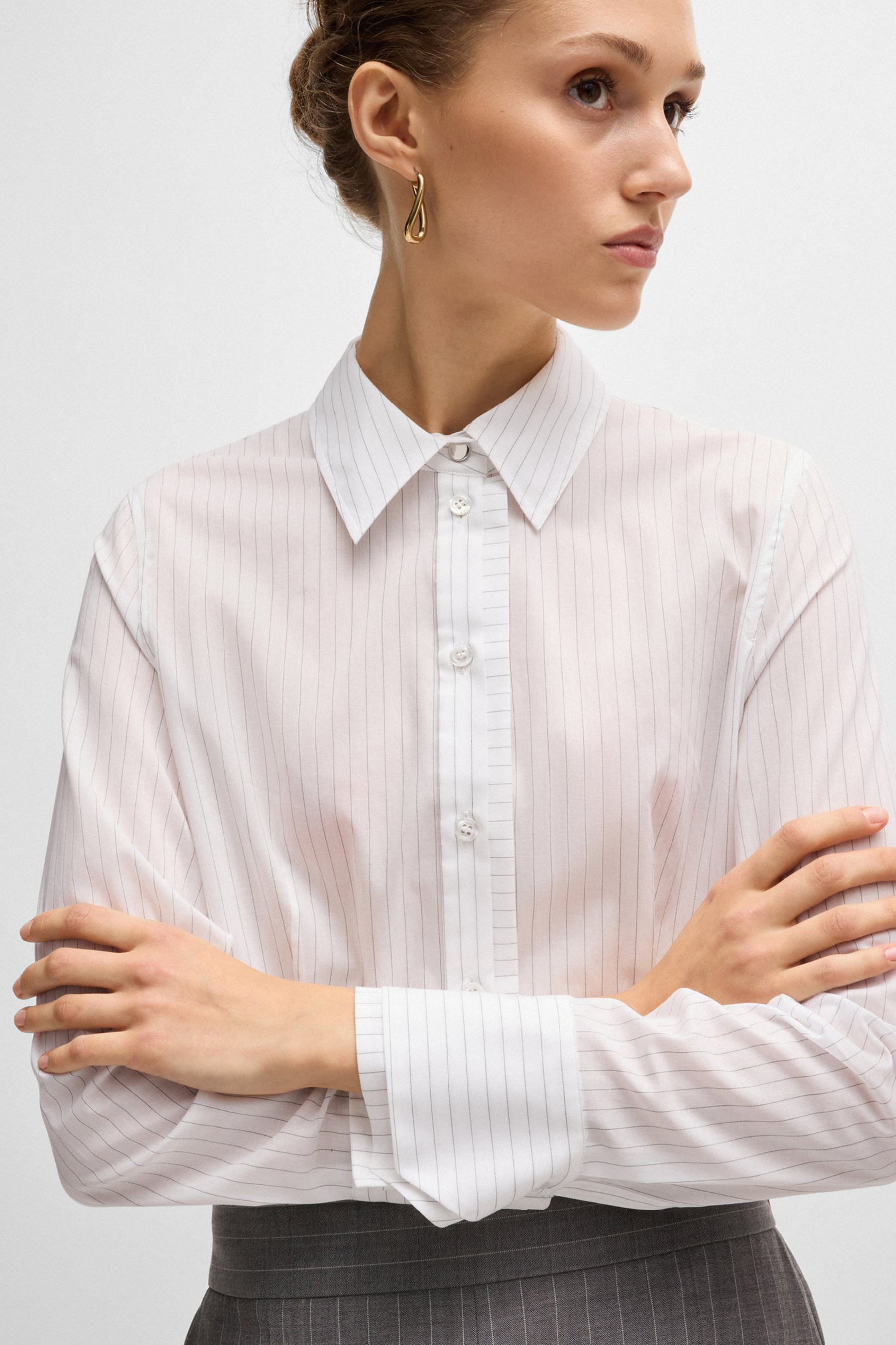 BOSS Pinstripe Cotton Blouse Beniza