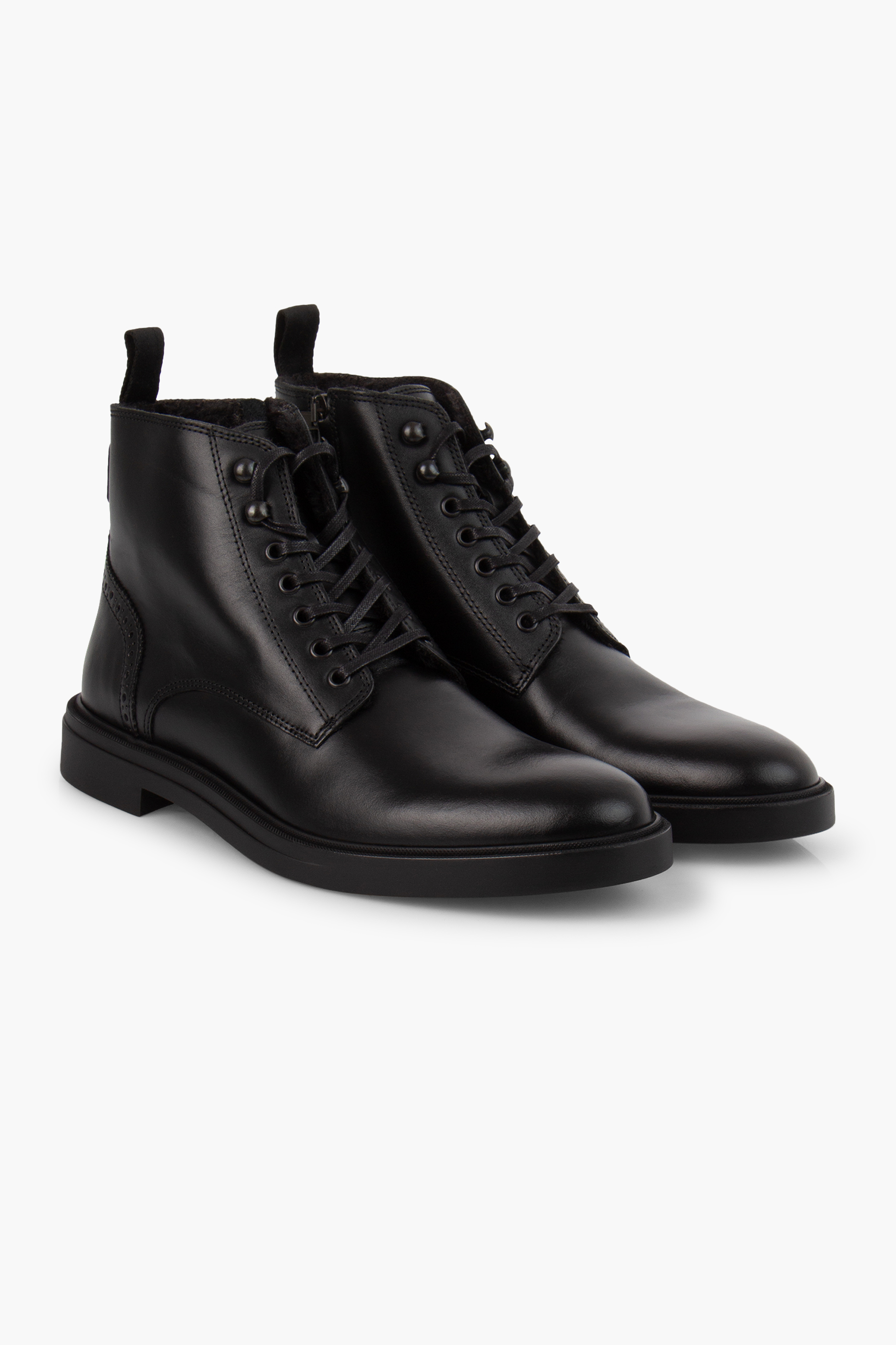 BOSS Lined Leather Ankle Boots Calev